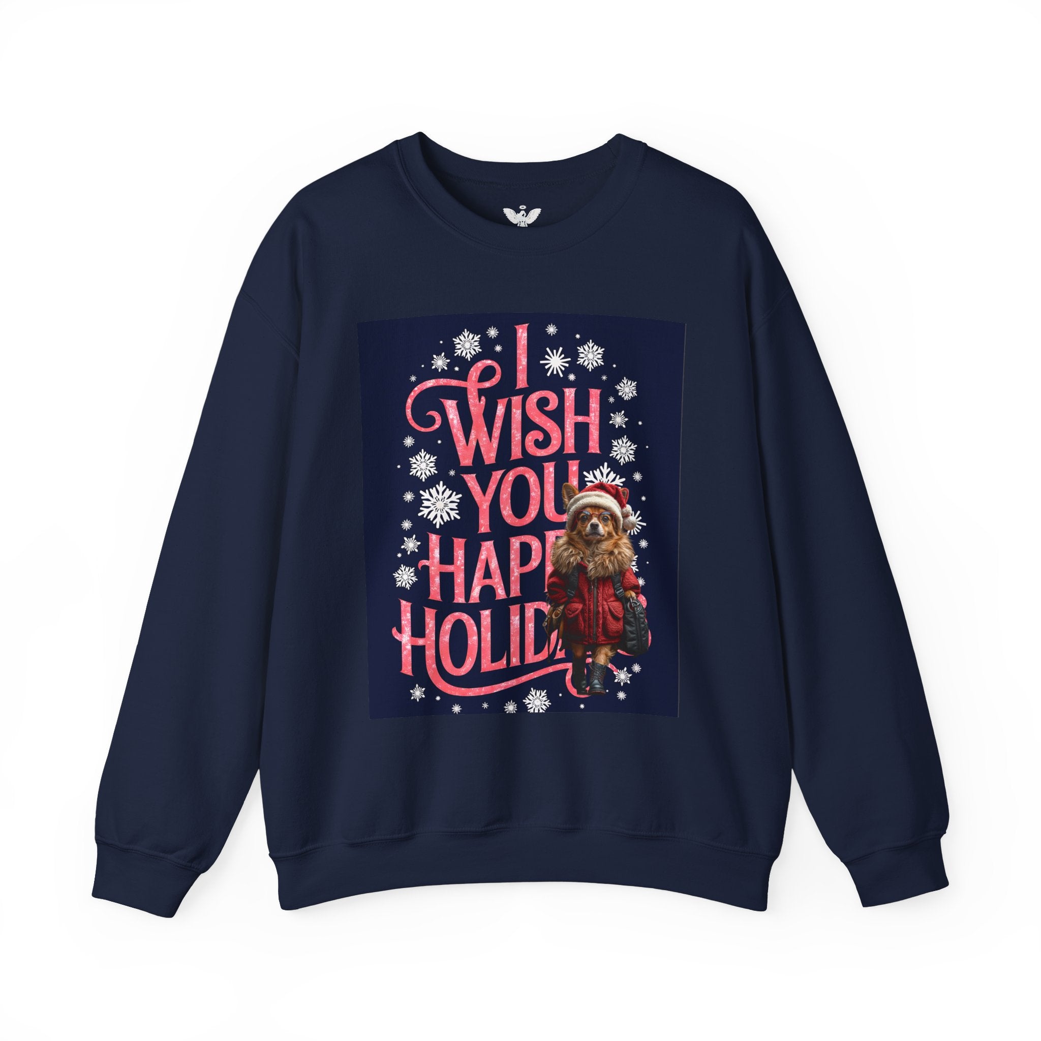 Funny Holiday Sweater - 'I Wish You Happy Holidays' Crewneck Sweatshirt - Angel Body