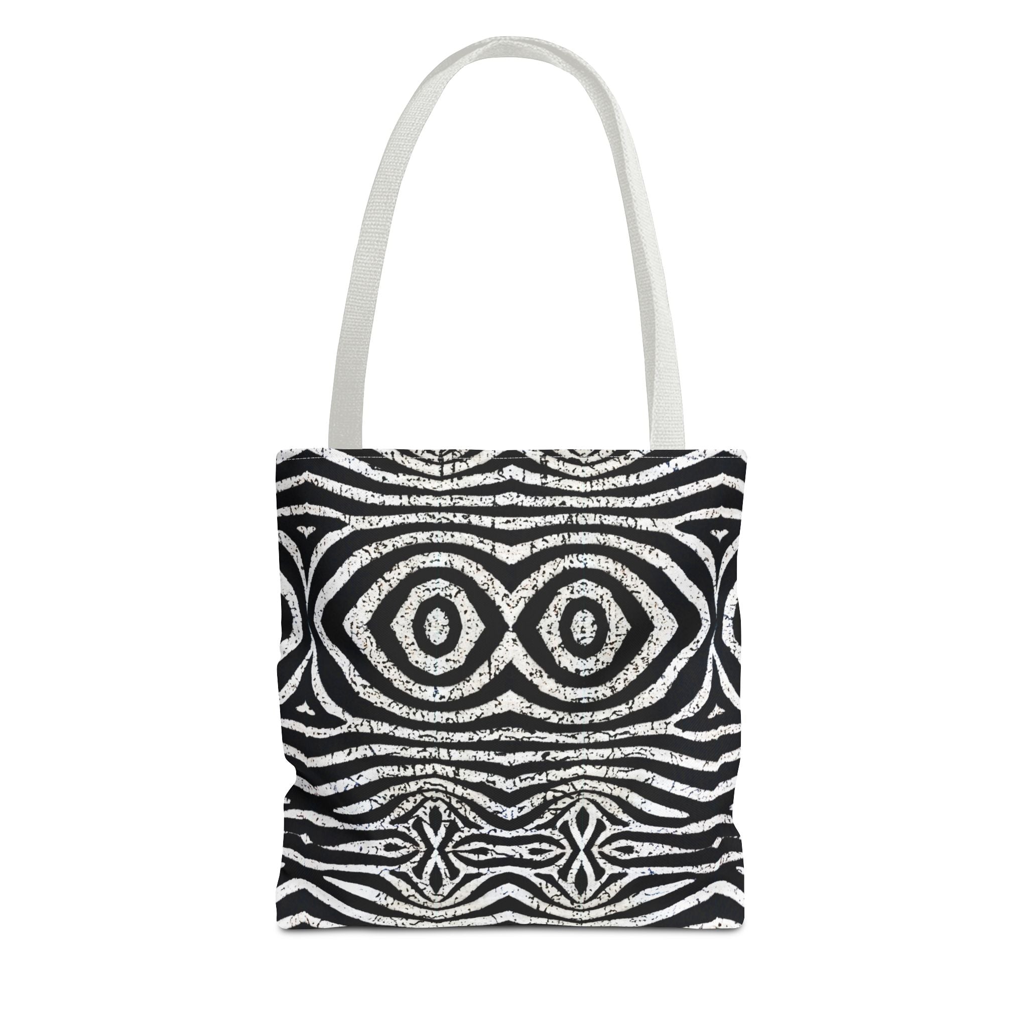 Trendy Black and White Tote Bag with Abstract Pattern | Stylish and Versatile Carryall - Angel Body