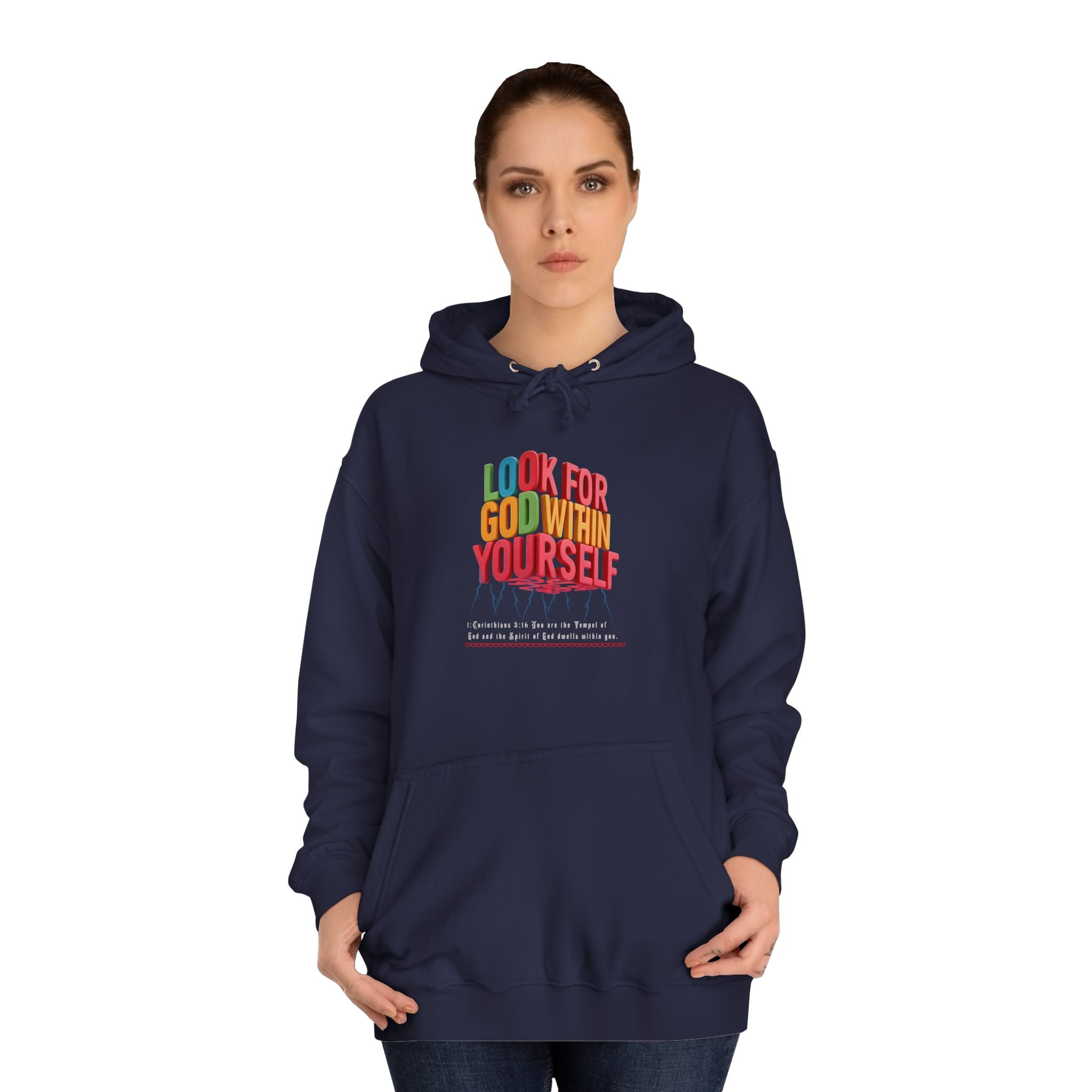 Unisex College Hoodie: Look For God Within Yourself - Angel Body