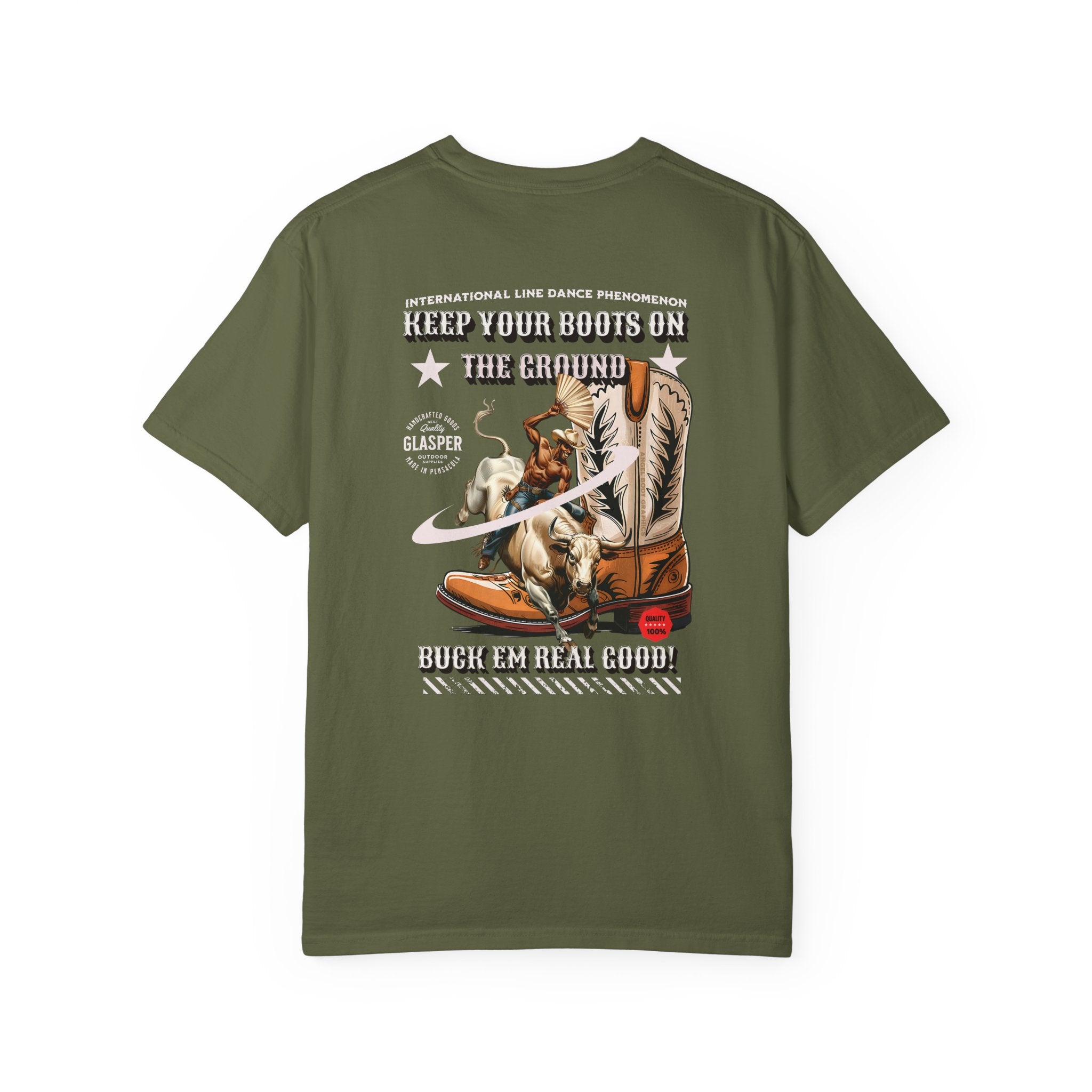 Line Dance Boots Unisex T-Shirt - ‘Keep Your Boots On’ Design - Angel Body