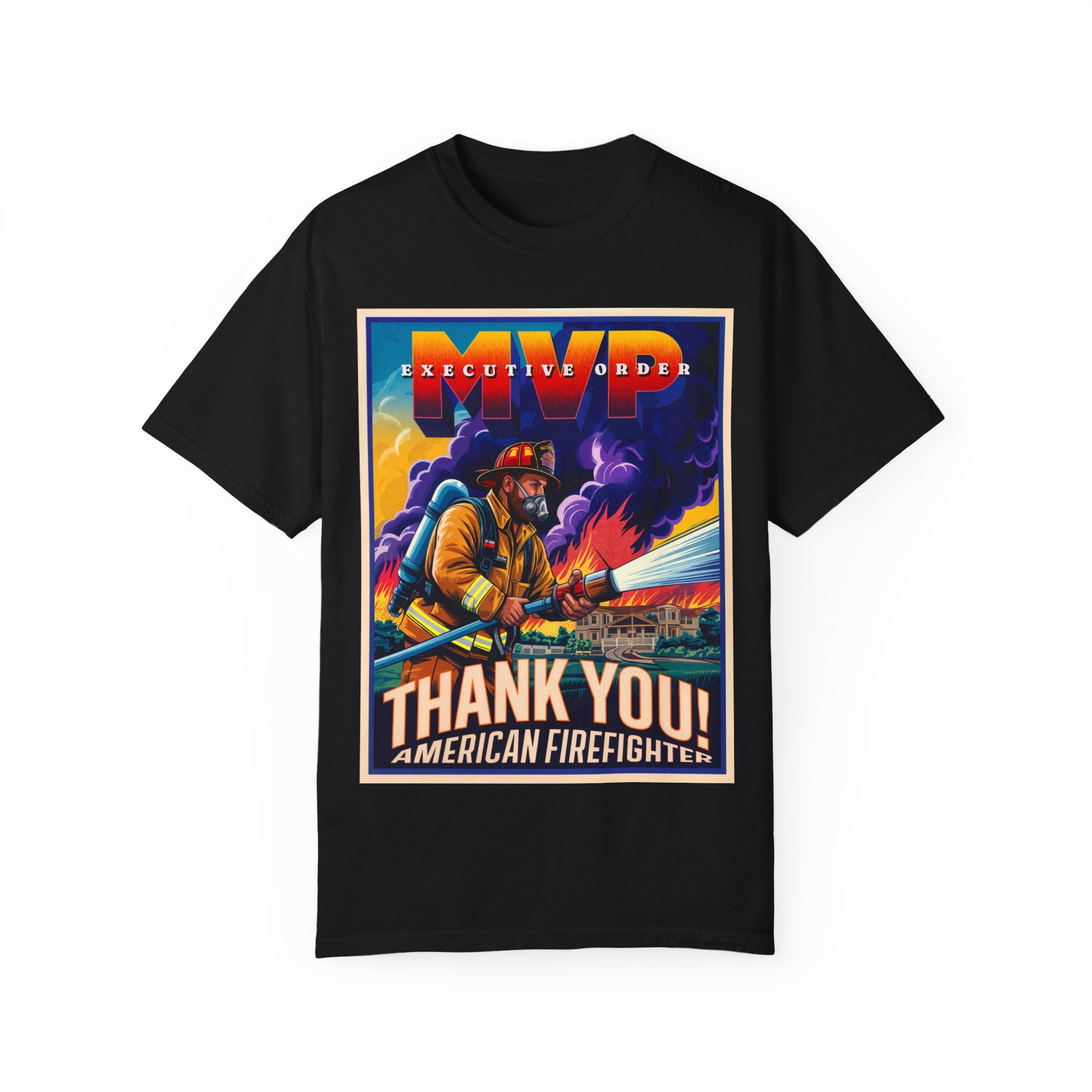 Firefighter Thank You T-Shirt - Unisex Garment-Dyed Tee - Angel Body