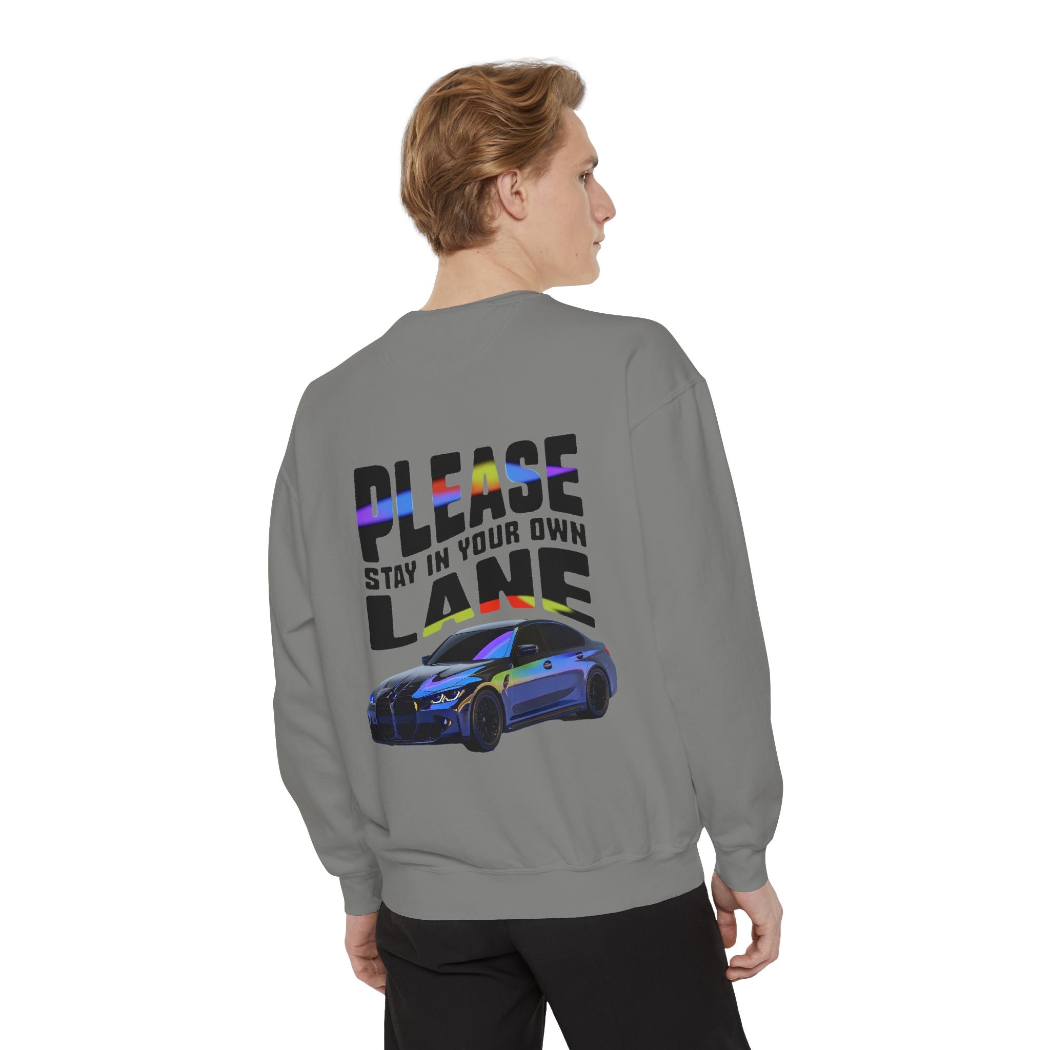 Unisex Sweatshirt - 'Please Stay in Your Own Lane' Car Design - Angel Body