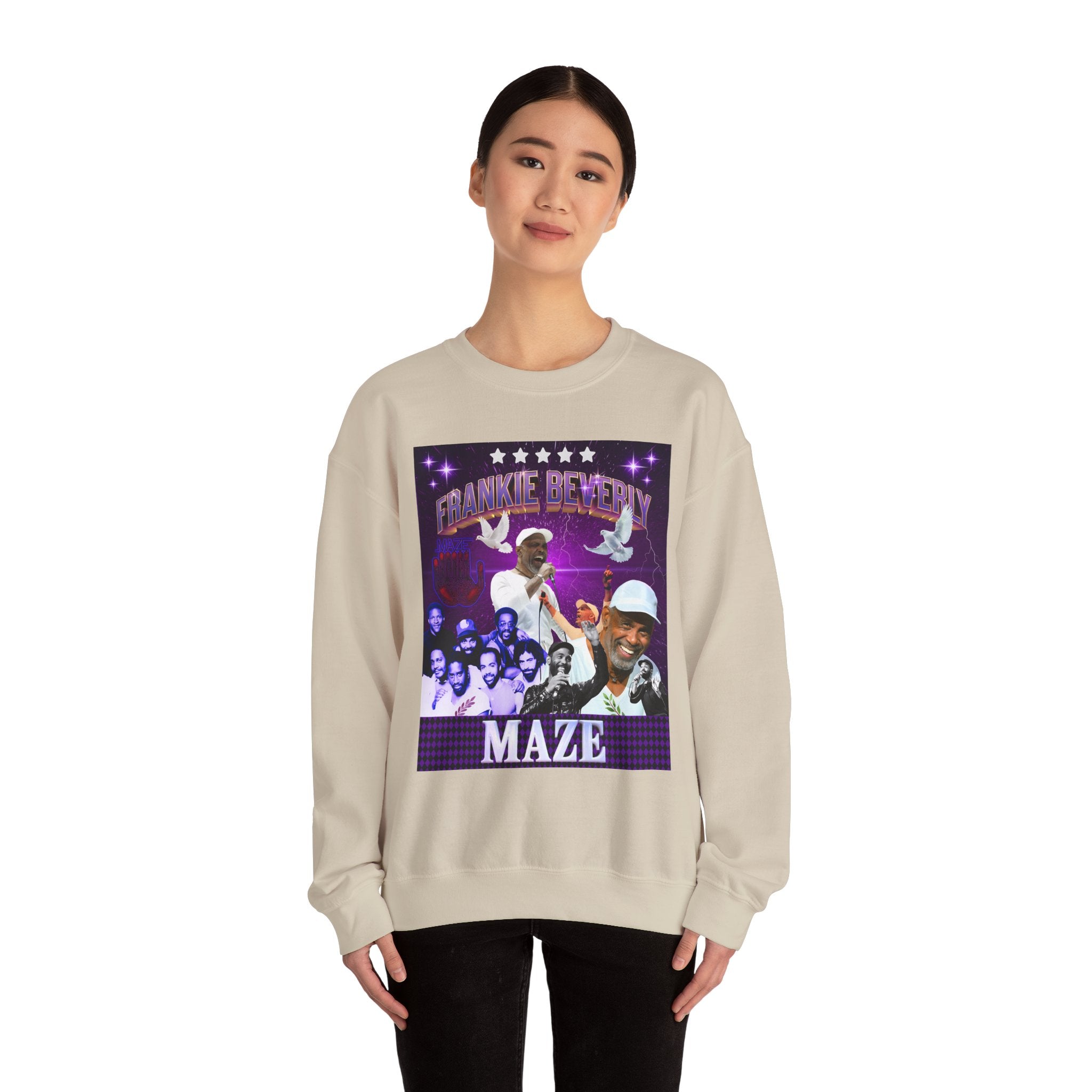 Limited Edition Frankie Beverly collage Crewneck Sweatshirt - Retro style Music Tribute to a Legendary soul singer - Angel Body