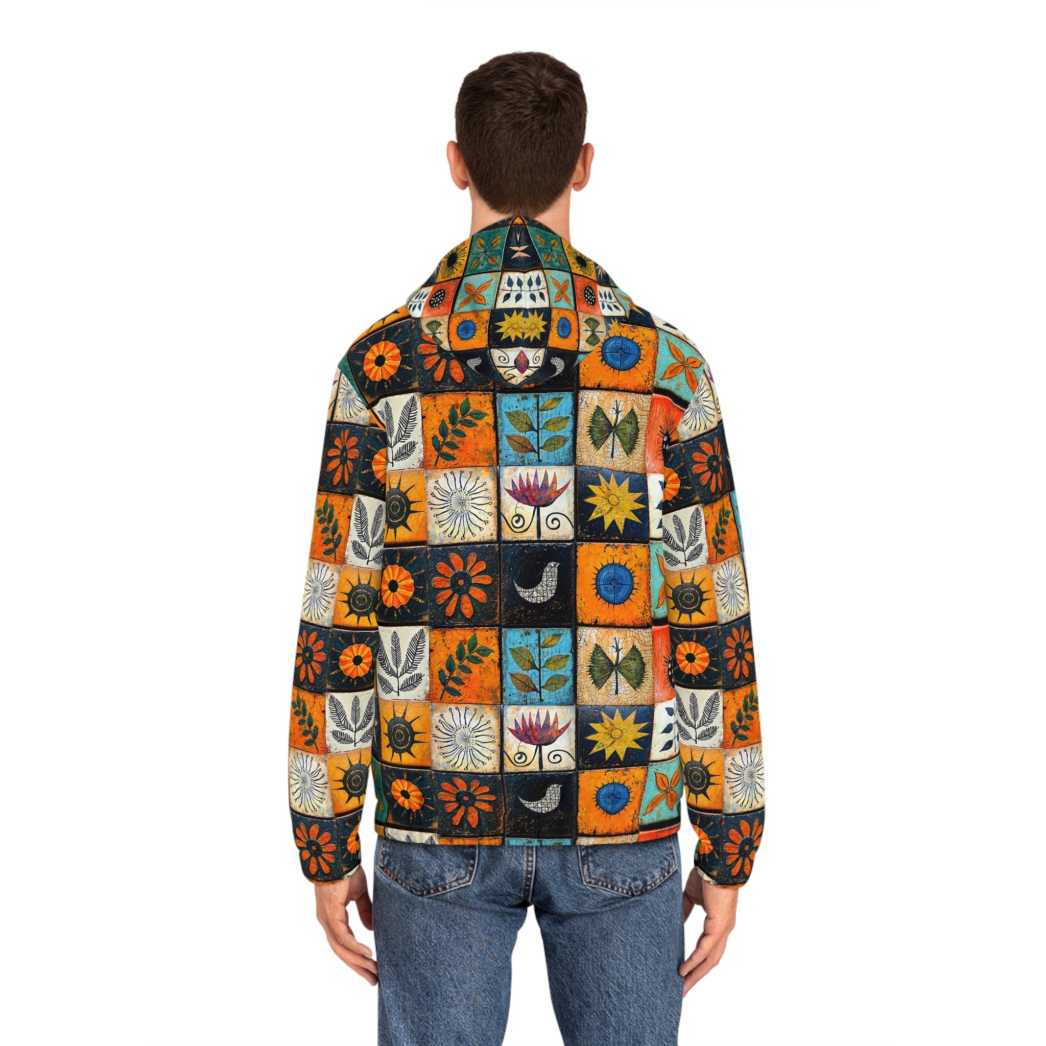 Man's Vibrant Floral Hoodie - Bohemian Tile Style - Angel Body