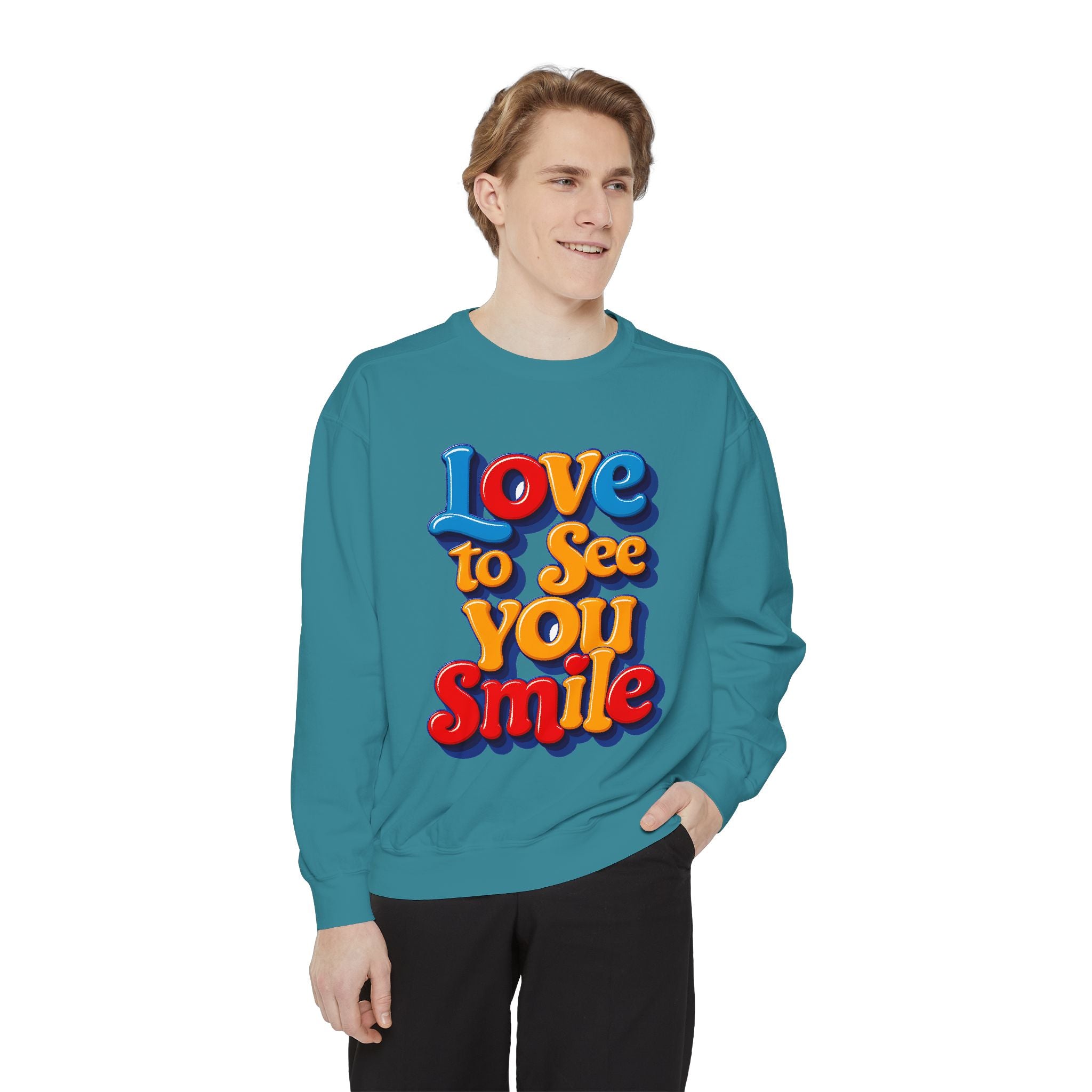 Unisex Garment-Dyed Sweatshirt Love to see you smile - Angel Body