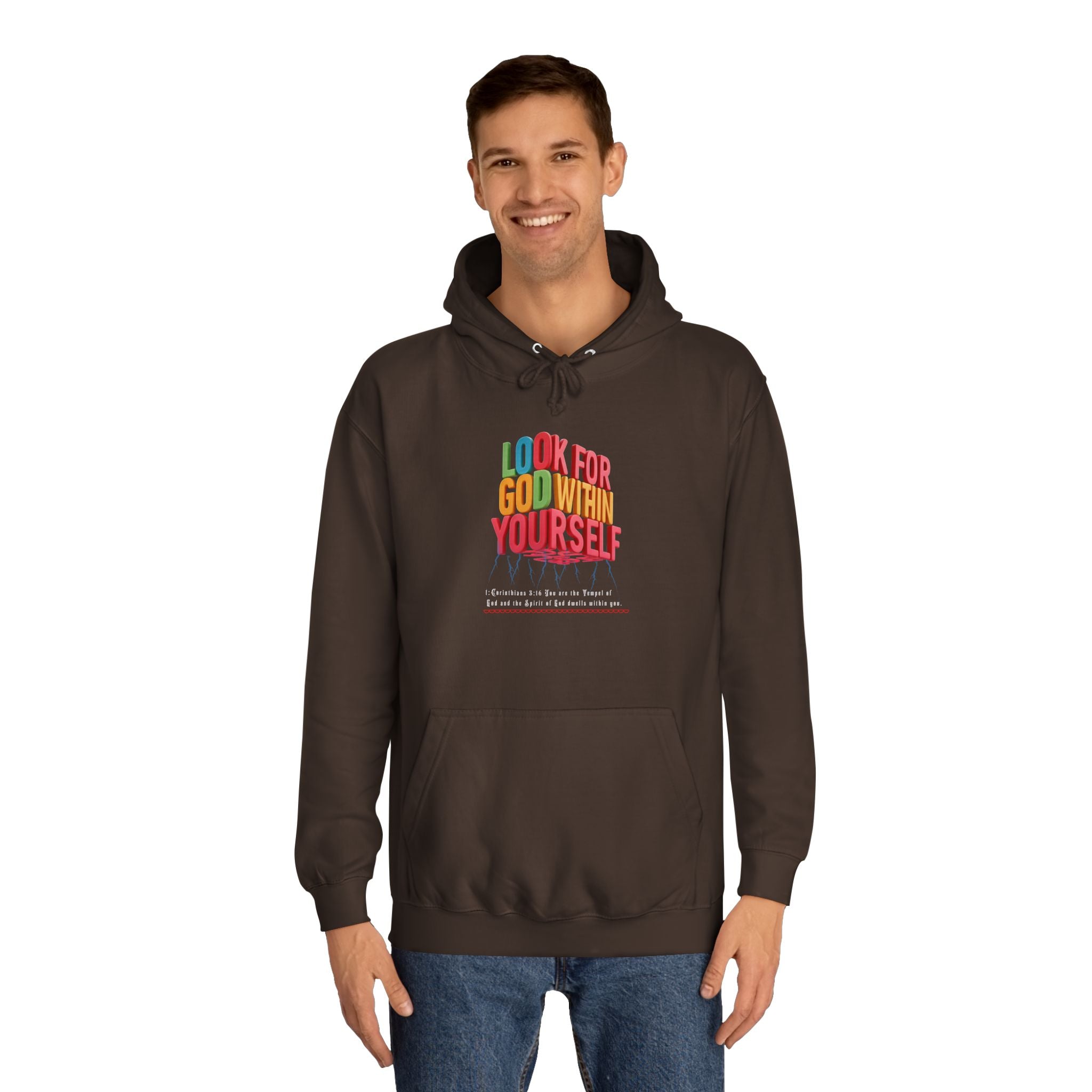 Unisex College Hoodie: Look For God Within Yourself - Angel Body