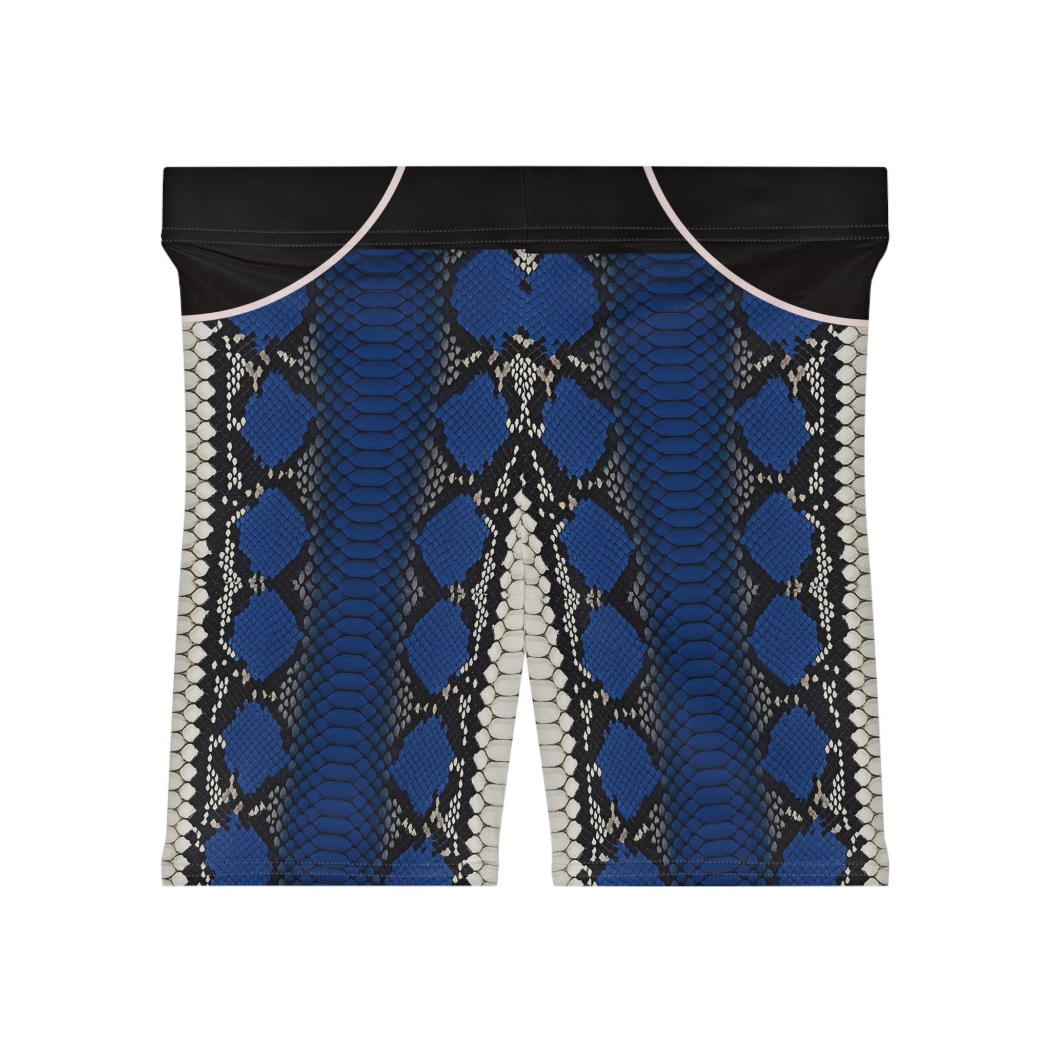 Blue Snake Print Biker Shorts for Women - Stylish & Comfortable Activewear