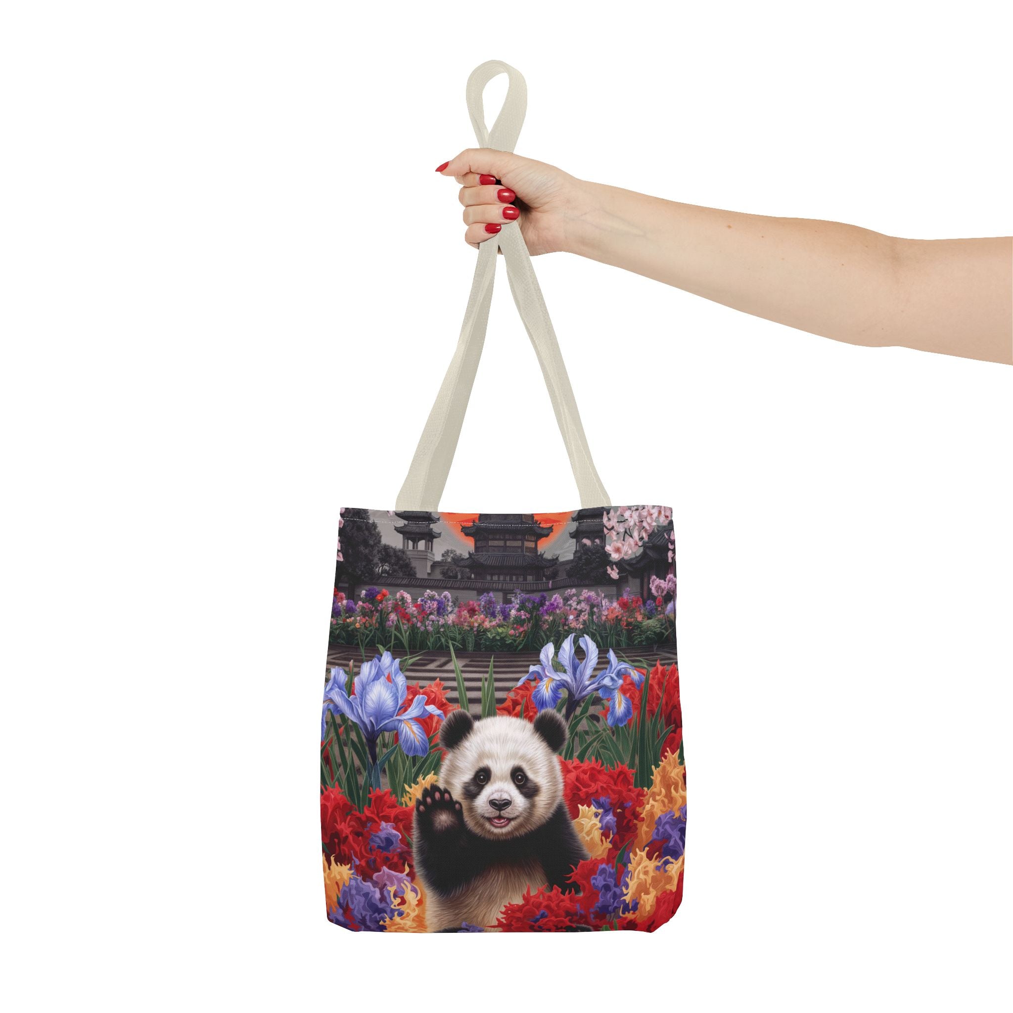 Whimsical Panda Floral Tote Bag - Cute and Colorful Design for Nature Lovers - Angel Body