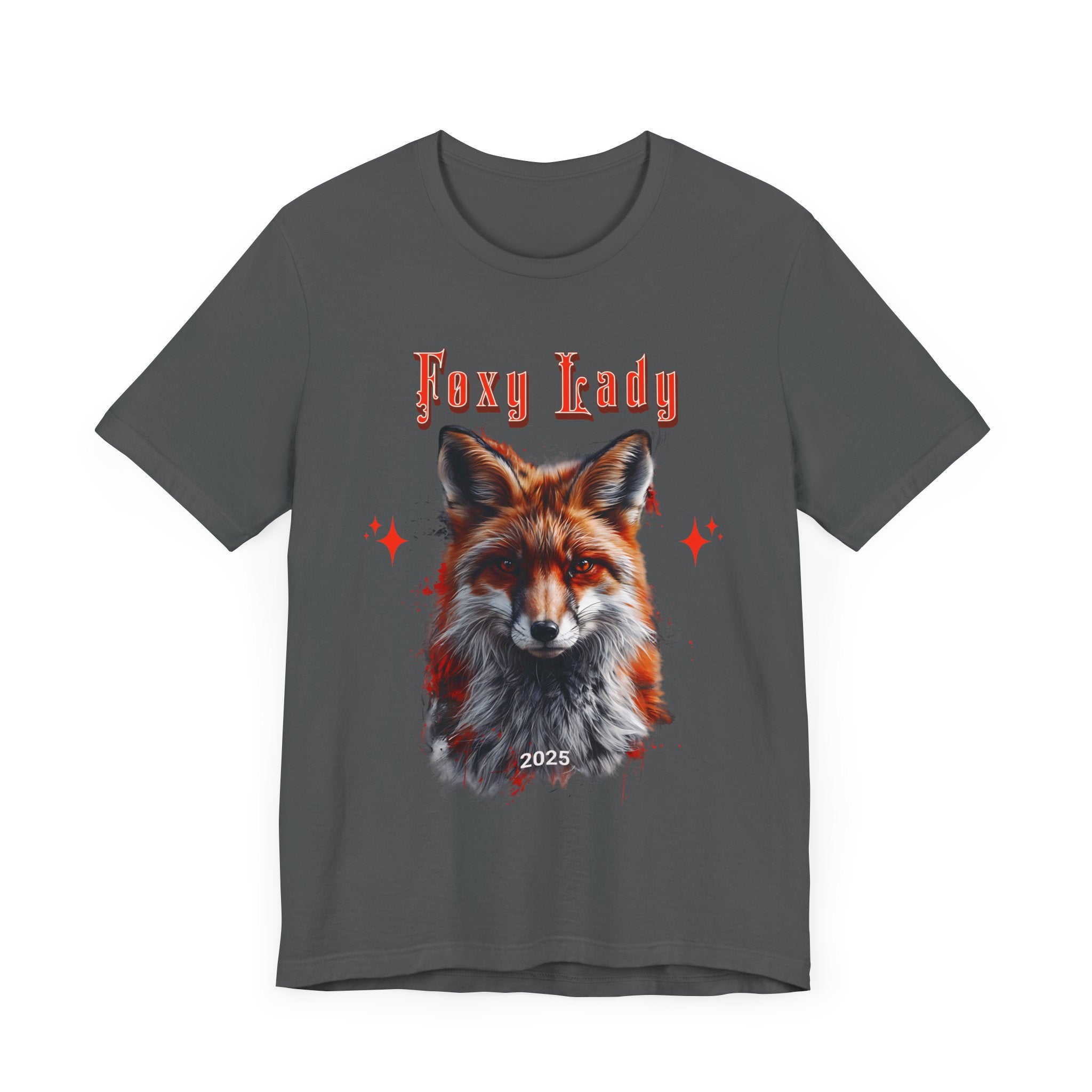 Unisex Jersey Short Sleeve Tee: A beautiful Red Fox with the words foxy lady - Angel Body