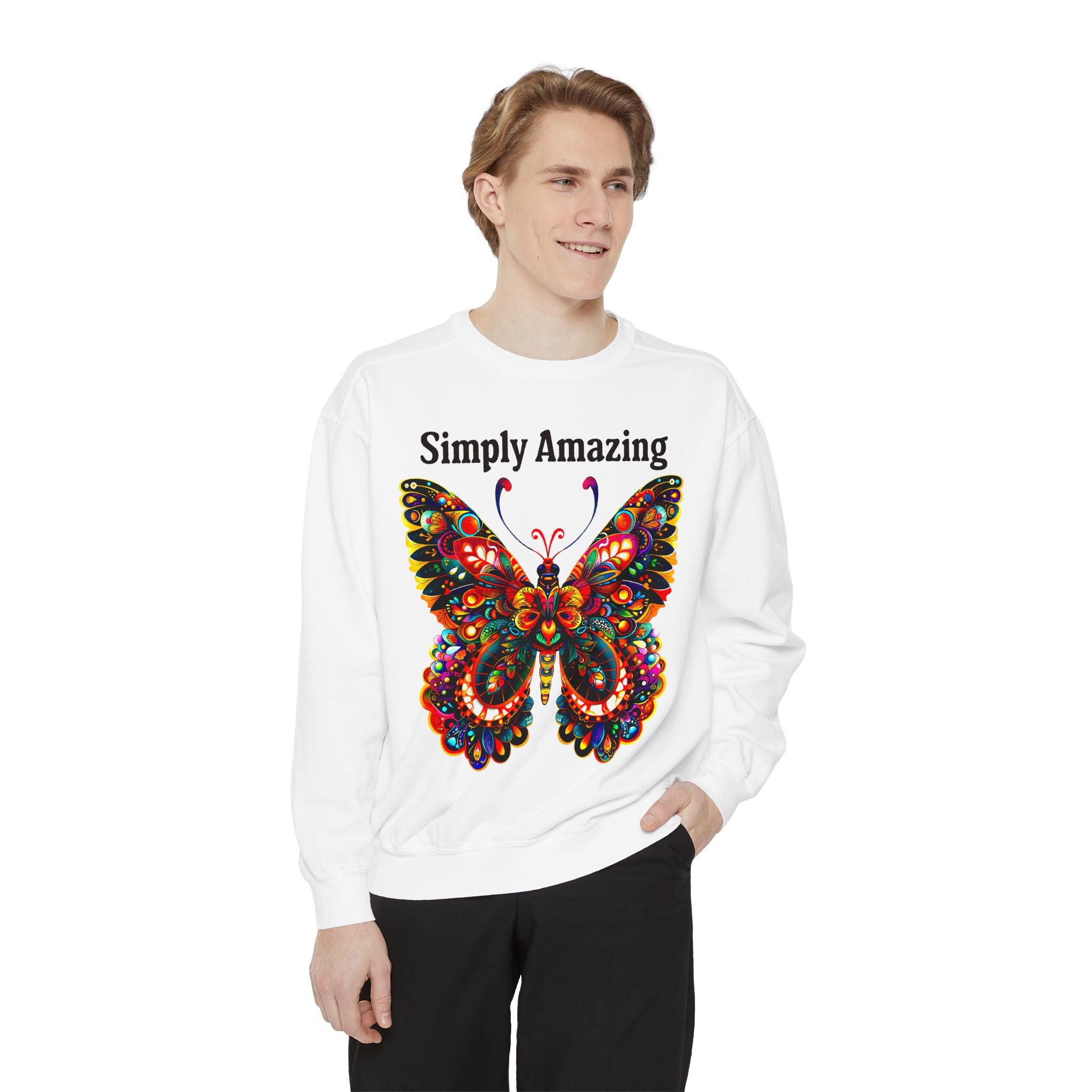Unisex Garment-Dyed Sweatshirt That says Simply Beautiful - Angel Body