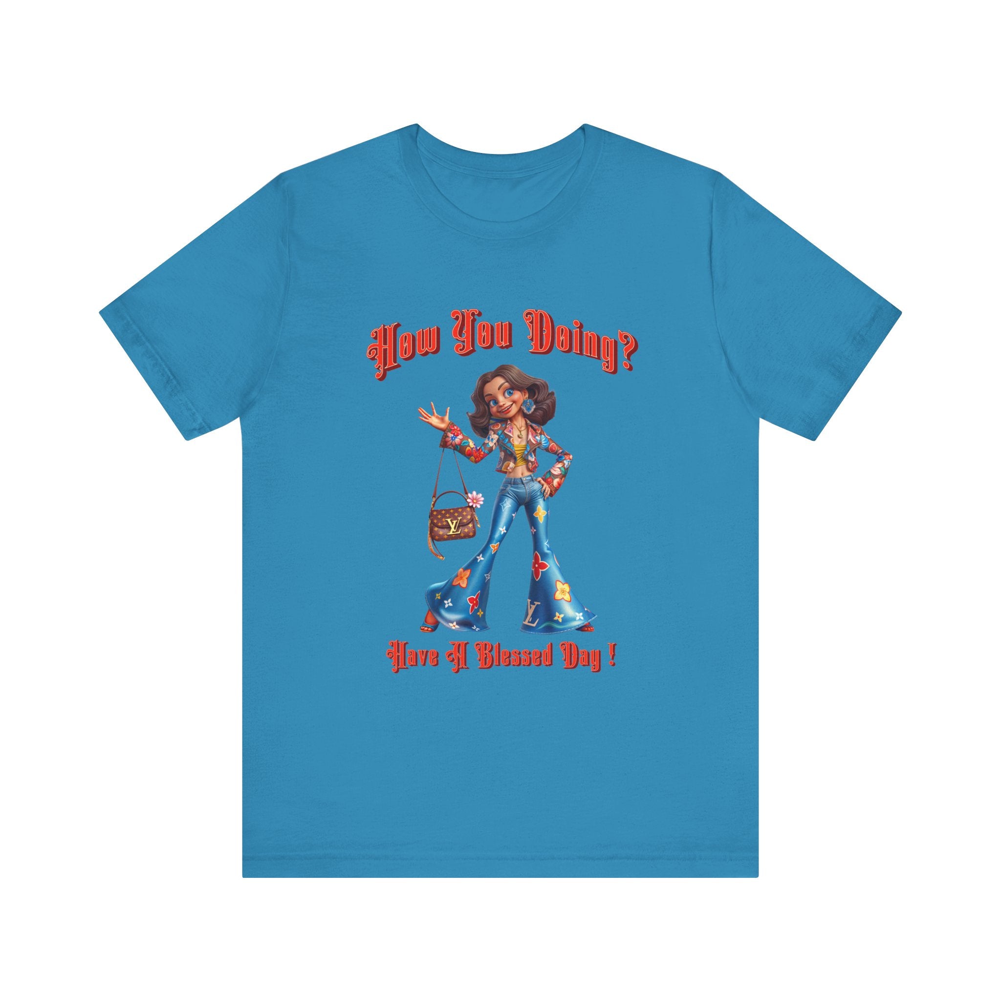 How You Doing Unisex Tee - Happy Young Lady Greeting Design - Angel Body