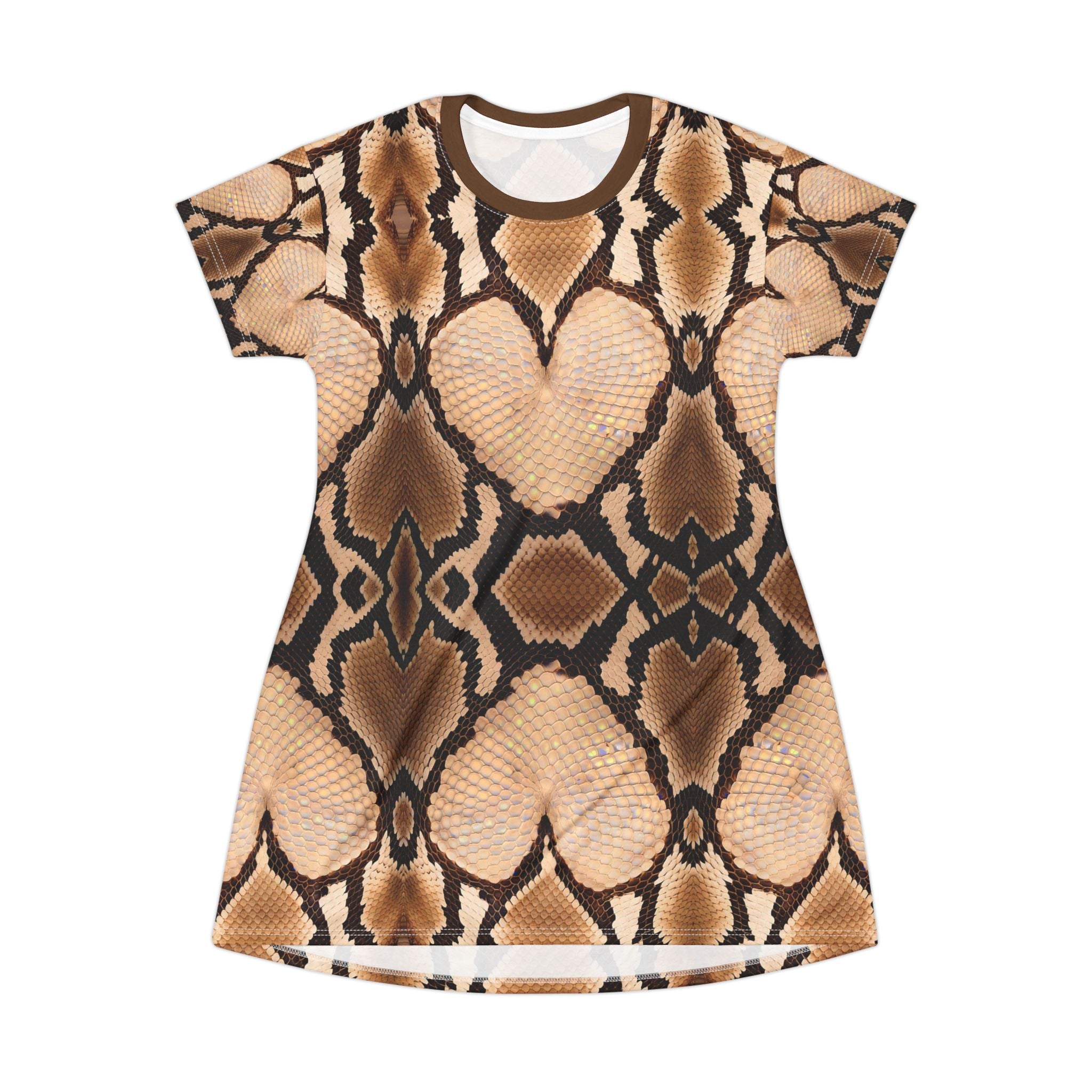 Stylish Python Print T-Shirt Dress for Trendy Fashionistas - Angel Body