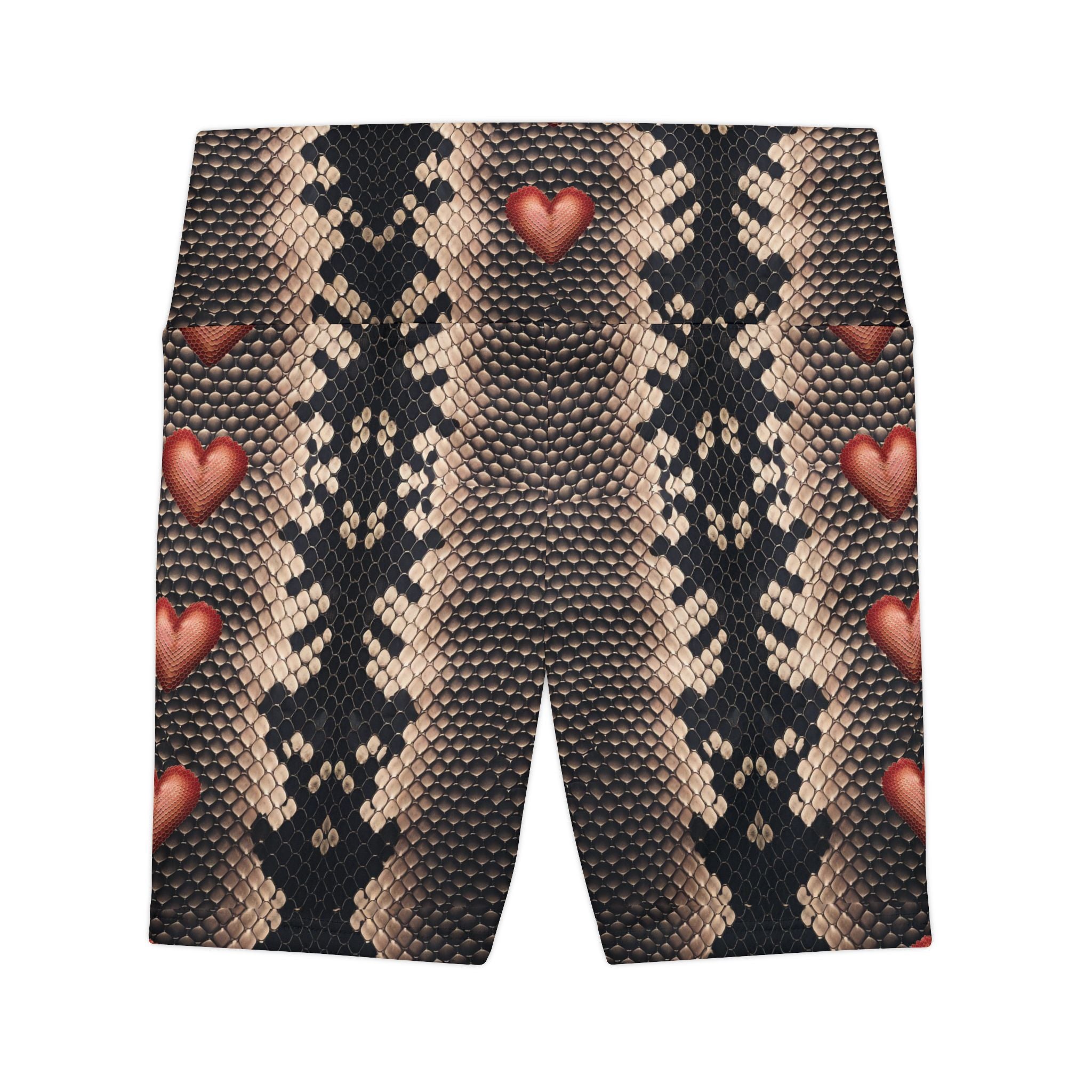 Heart Snake Print Women's Workout Shorts | Stylish Activewear for Fitness Lovers - Angel Body