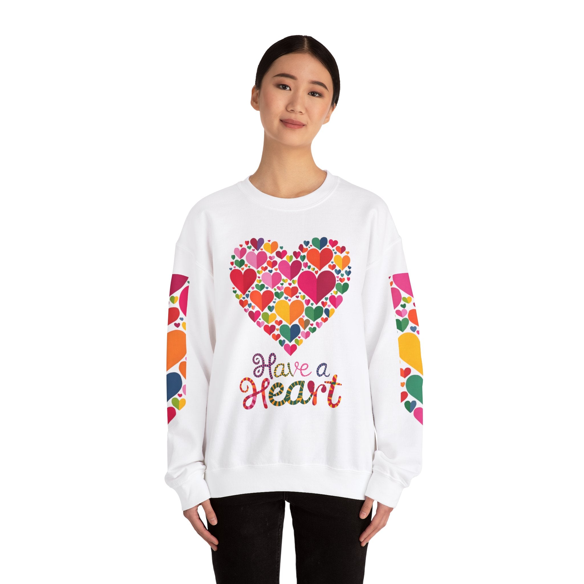 Have a Heart Unisex Sweatshirt - Colorful Valentine’s Day Crewneck for Comfort and Love - Angel Body