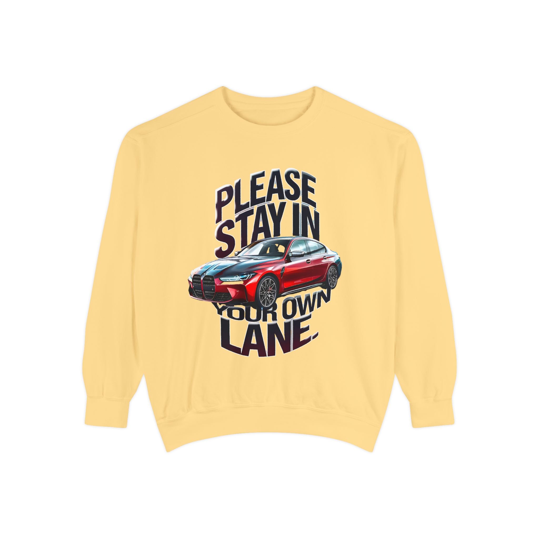 Unisex Garment-Dyed Sweatshirt - 'Please Stay in Your Own Lane' - Angel Body