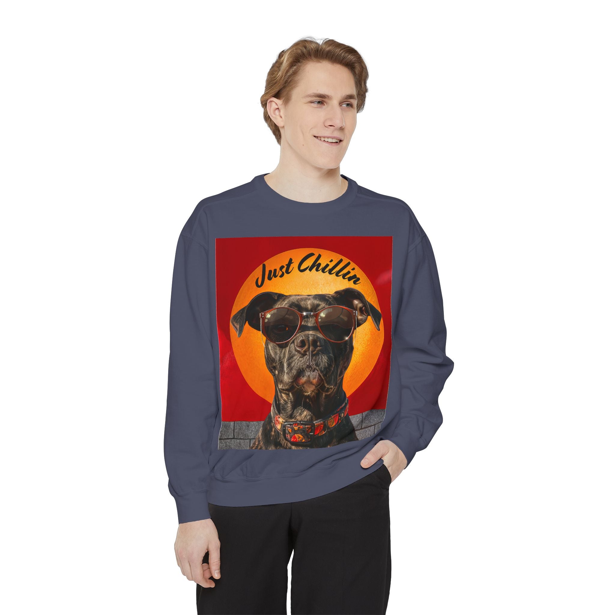 Pit Bull Terrier Dog Sunglasses Sweatshirt - Unisex Garment-Dyed - Angel Body