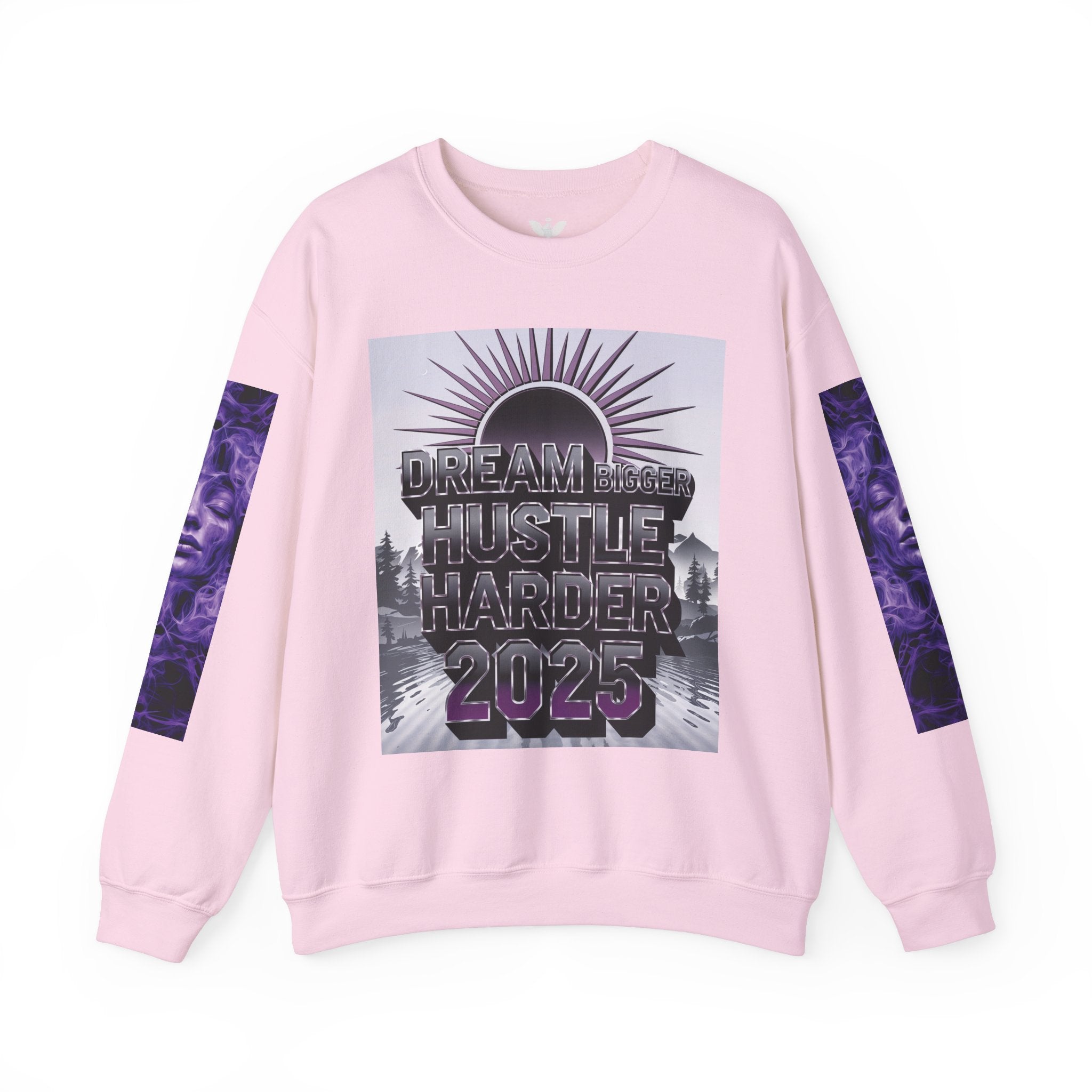 Dream Bigger Hustle Harder Crewneck Sweatshirt | Motivational Unisex Sweatshirt for Dreamers and Go-Getters - Angel Body