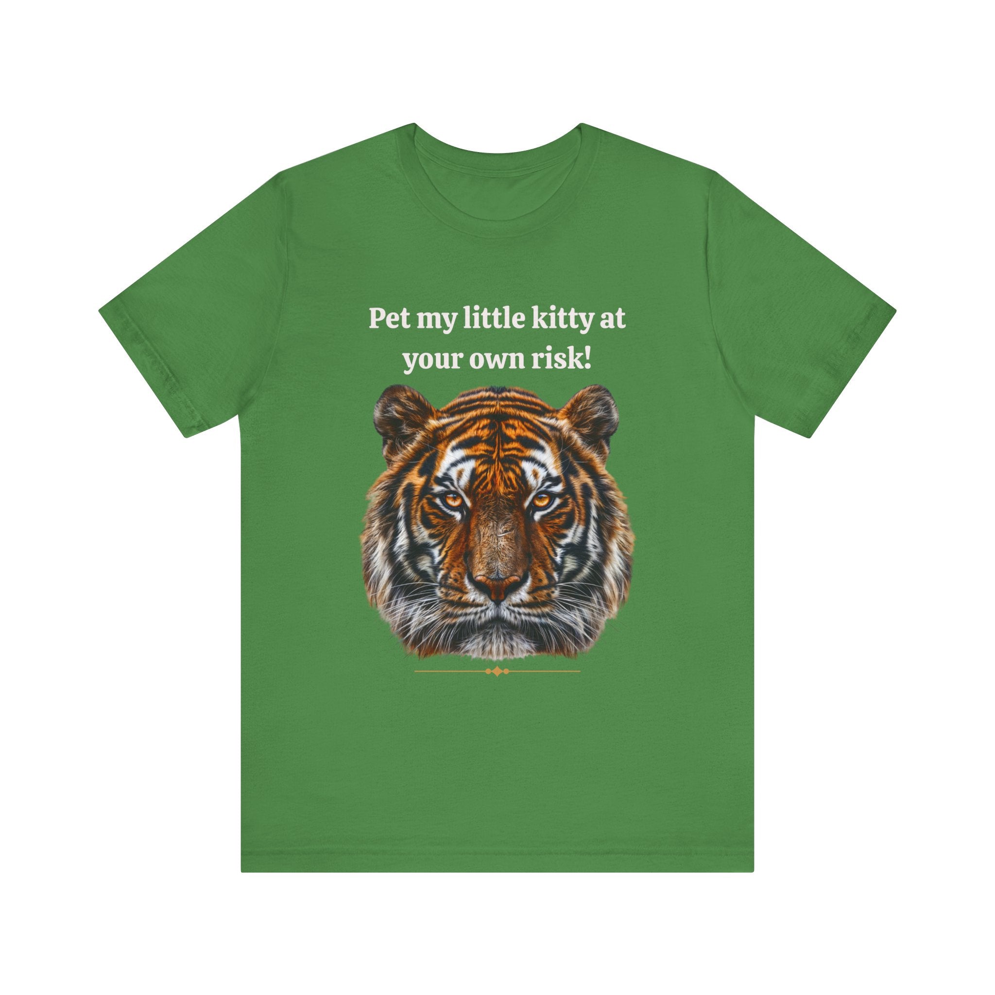 Unisex Jersey Short Sleeve Fun Tiger Print Tee: Pet my little kitty at your own risk - Angel Body