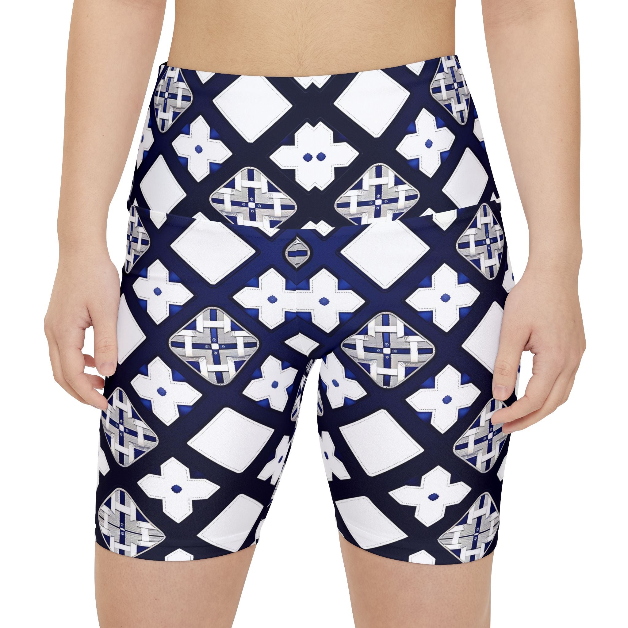 Stylish Women's Workout Shorts with Modern Pattern - Angel Body