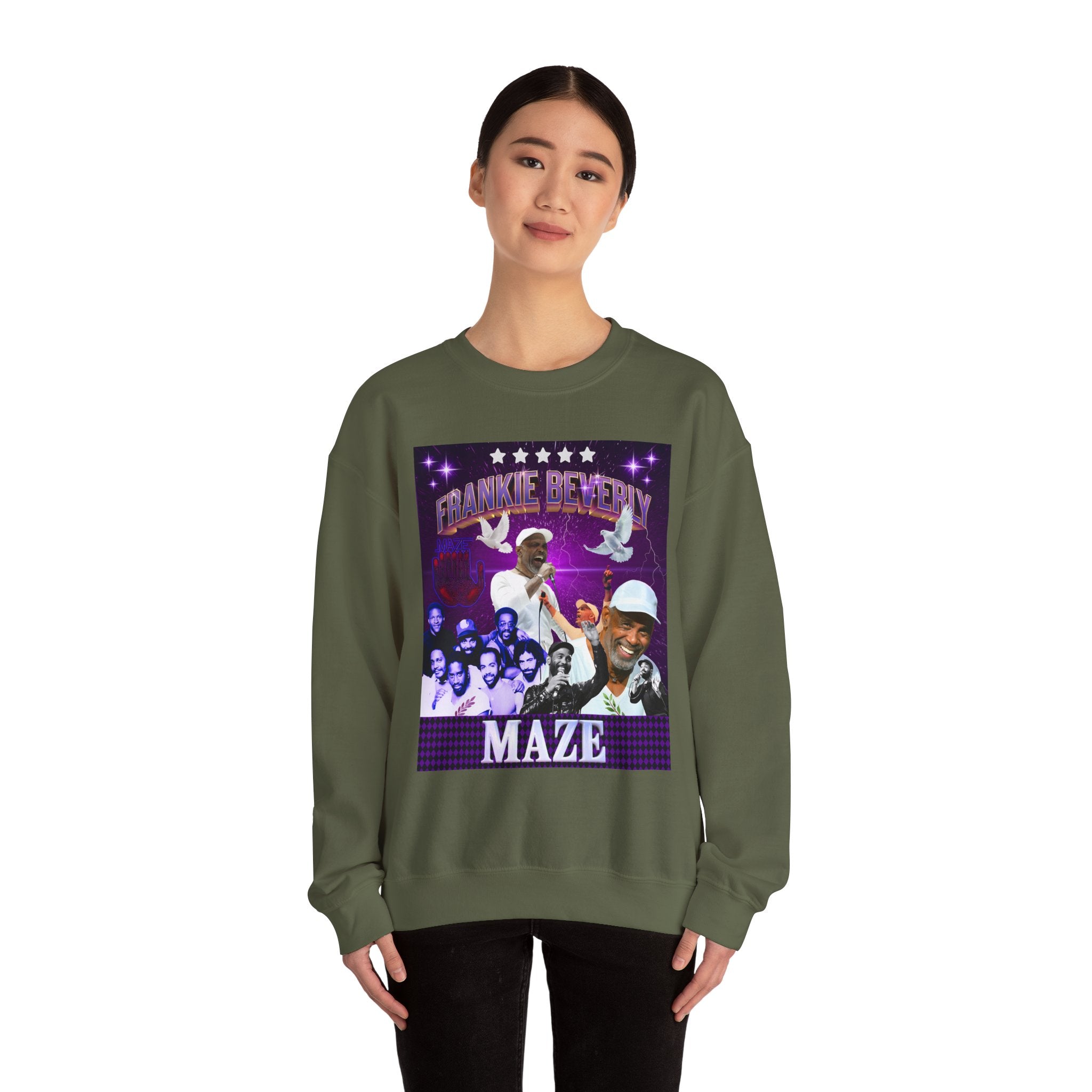 Limited Edition Frankie Beverly collage Crewneck Sweatshirt - Retro style Music Tribute to a Legendary soul singer - Angel Body