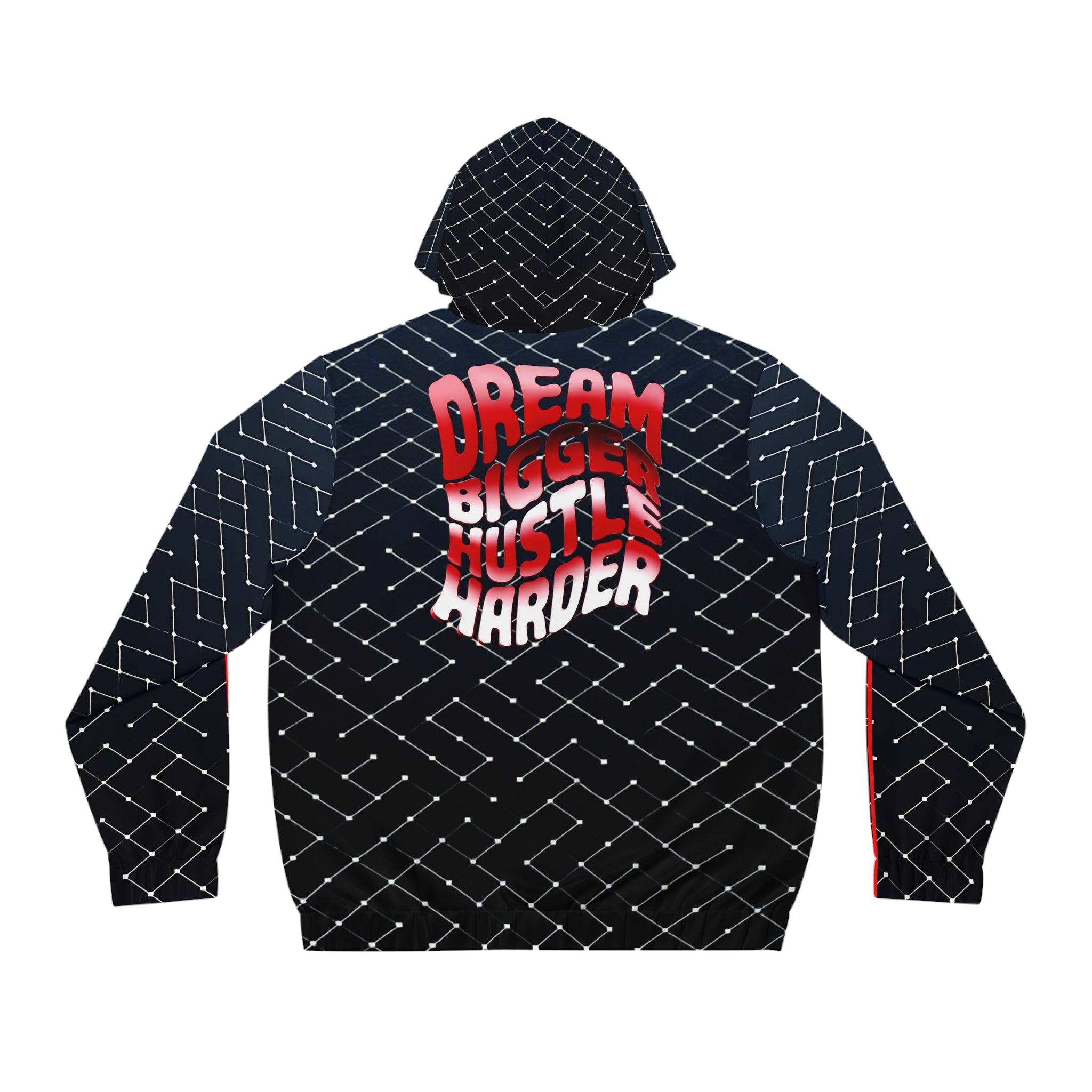 Men's Full-Zip Hoodie - "Dream Bigger, Hustle Harder" Inspirational Design - Angel Body