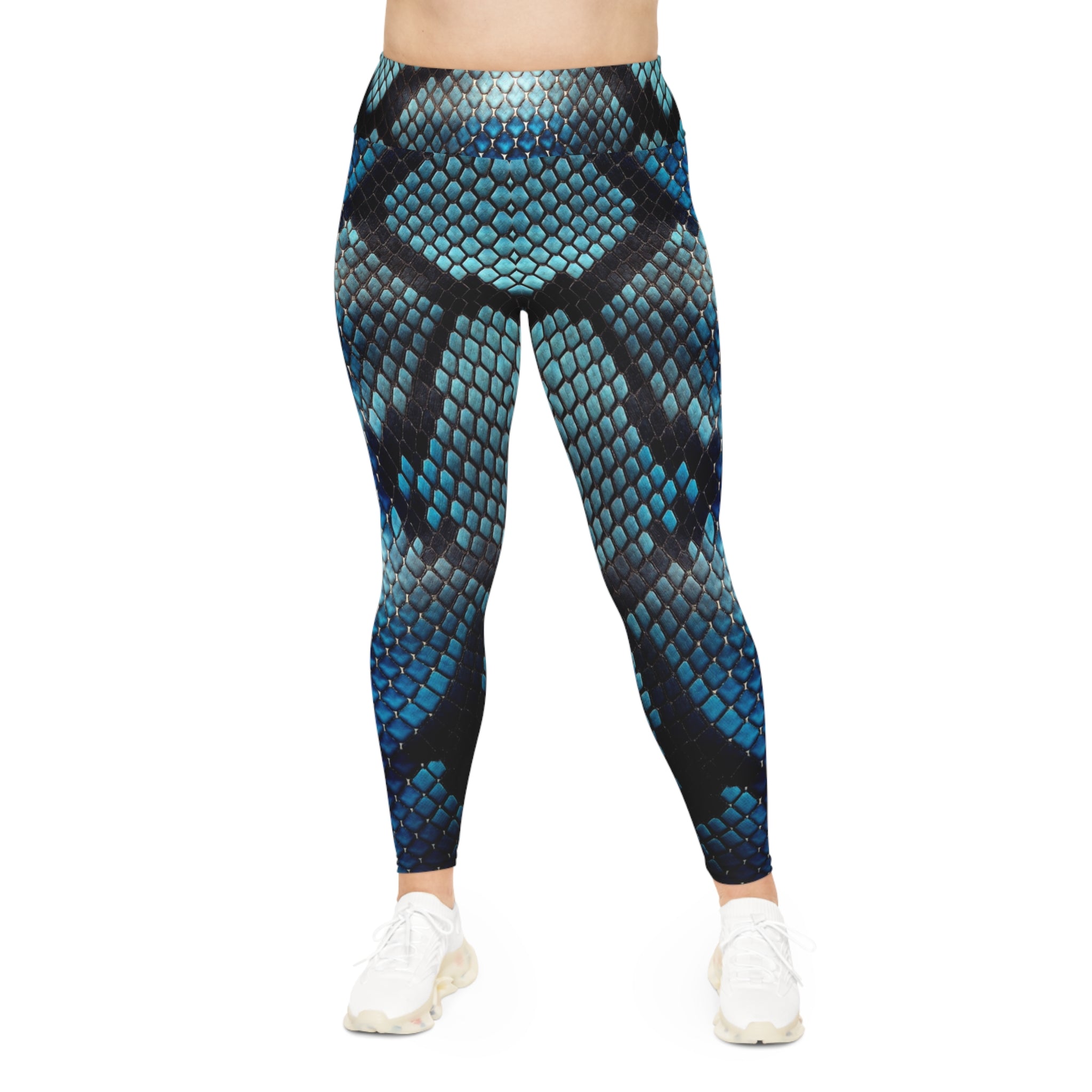 Woman's Plus Size blue Snake Print Leggings - Stylish Comfort for Every Occasion - Angel Body