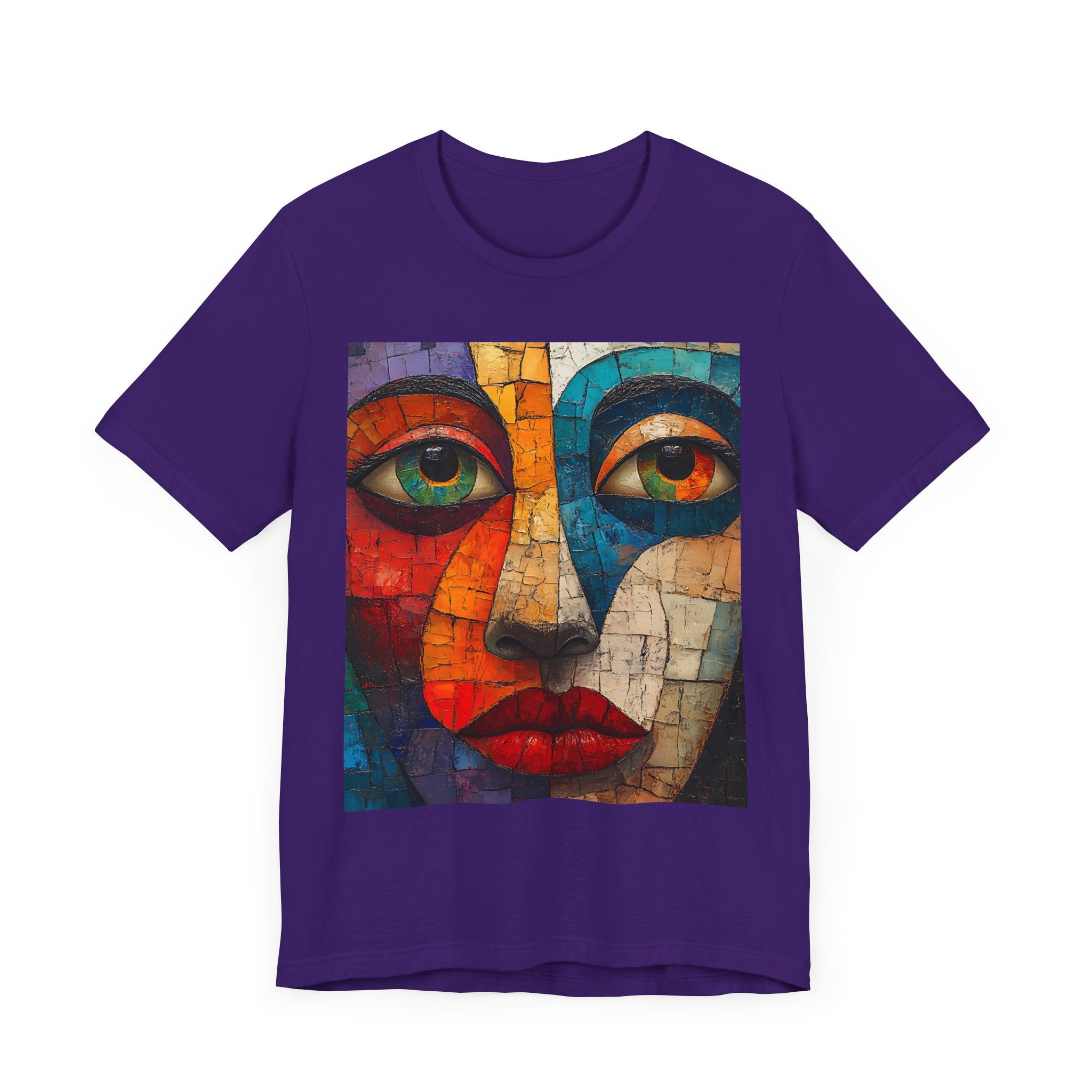 Artistic Unisex Jersey Tee - Fun wearable Art Colorful Face Design - Angel Body
