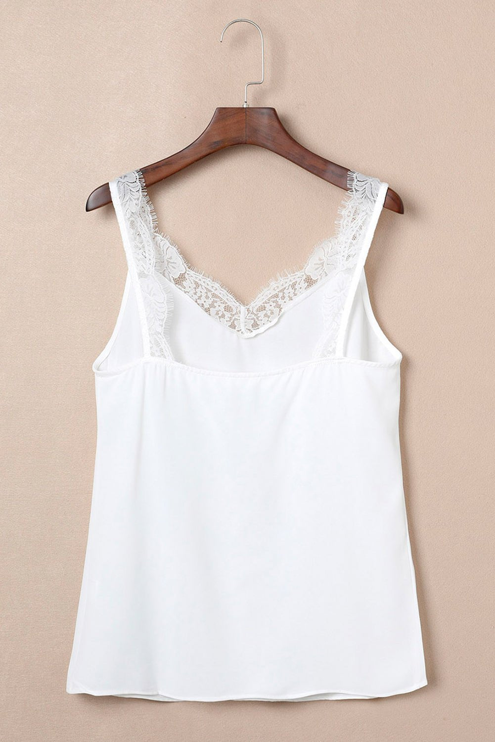 Lace Detail Bow Graphic V - Neck Tank - Angel Body