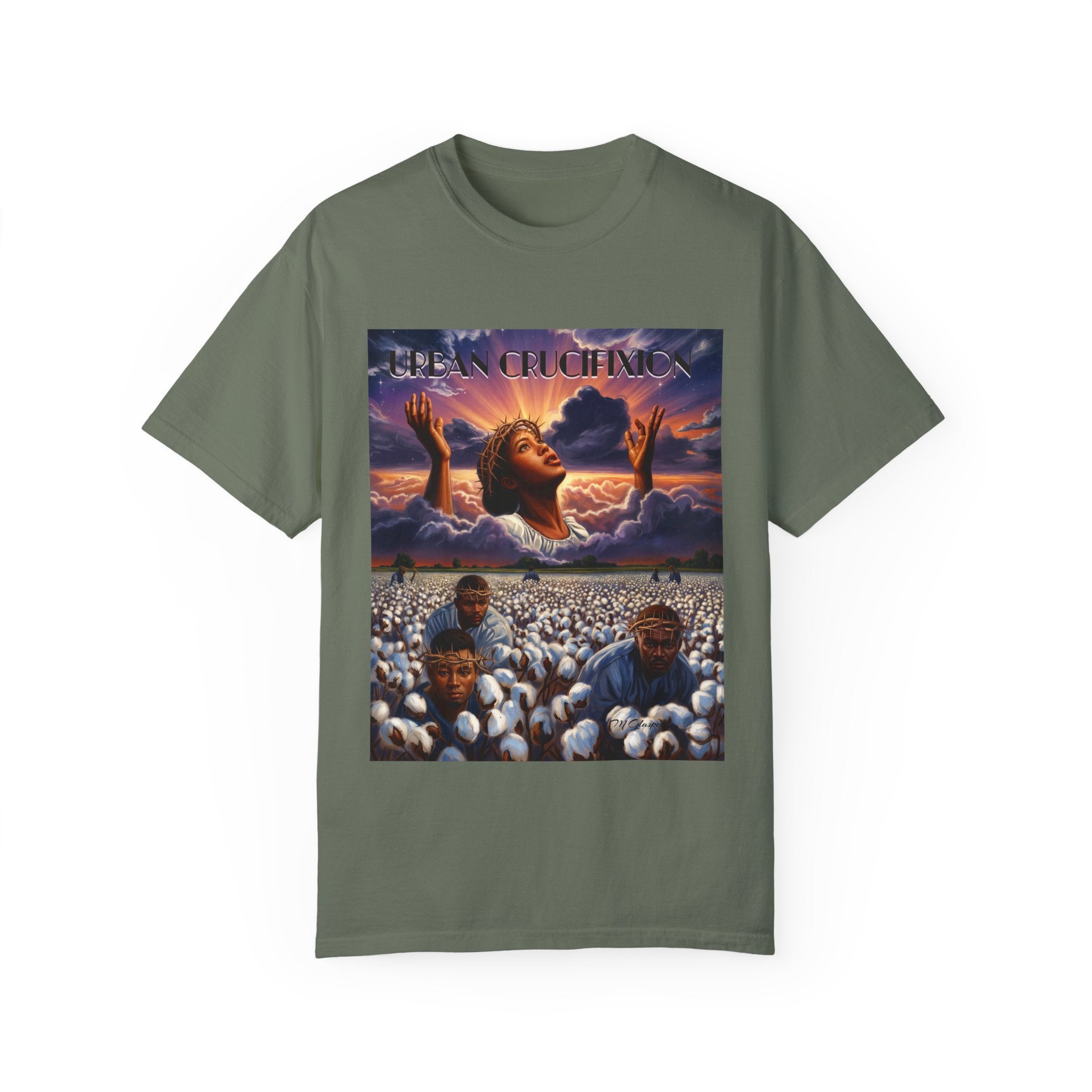 Urban Crucifixion Unisex Garment-Dyed T-shirt - Bold Graphic Tee for Artistic Expression