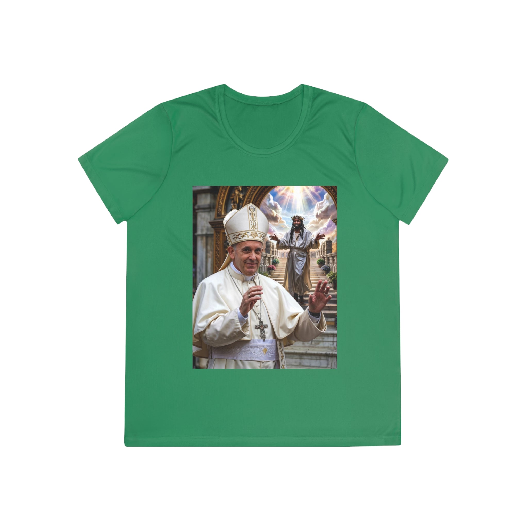 Pope-Inspired Ladies Competitor Tee - Faith & Inspiration Graphic Tee - Angel Body