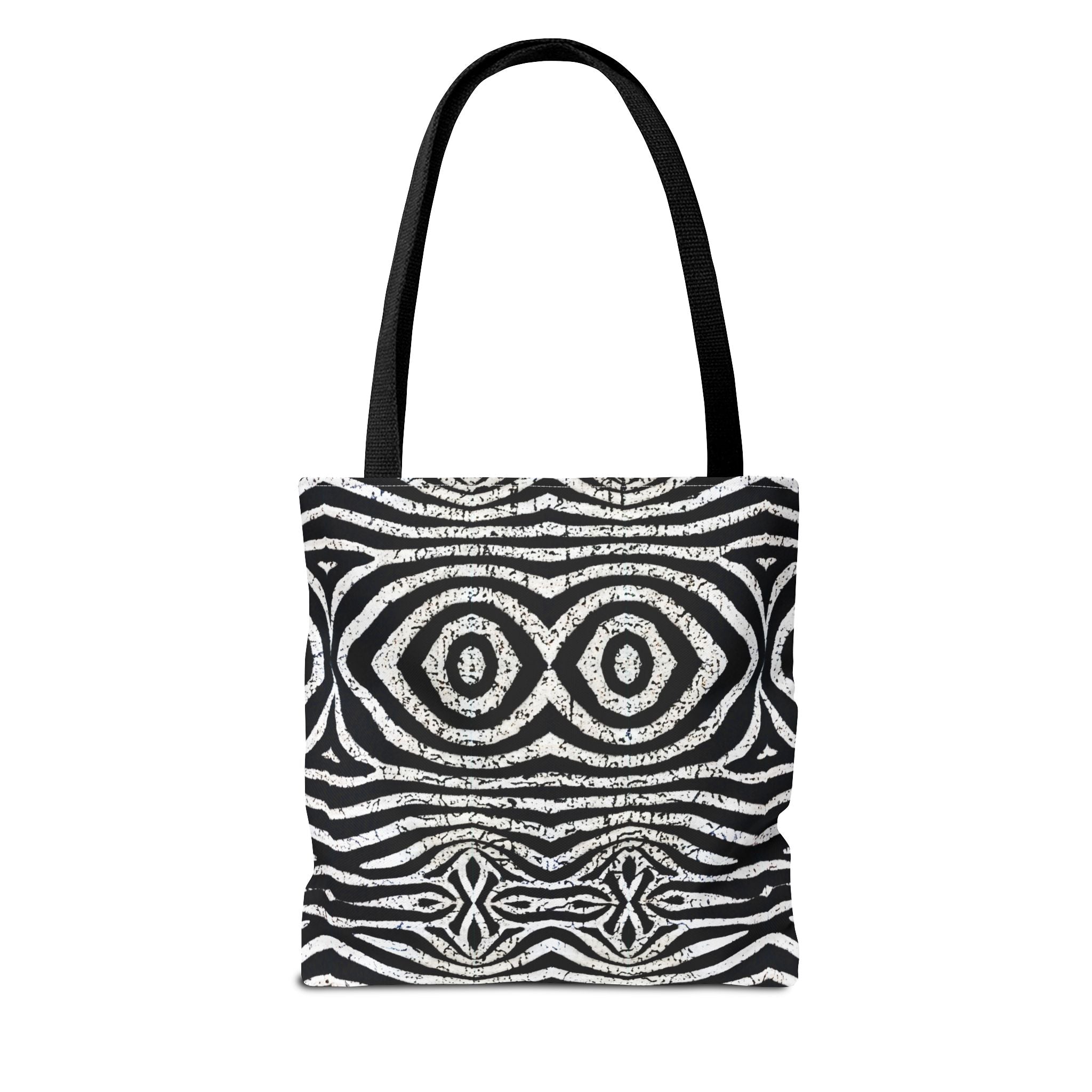Trendy Black and White Tote Bag with Abstract Pattern | Stylish and Versatile Carryall - Angel Body