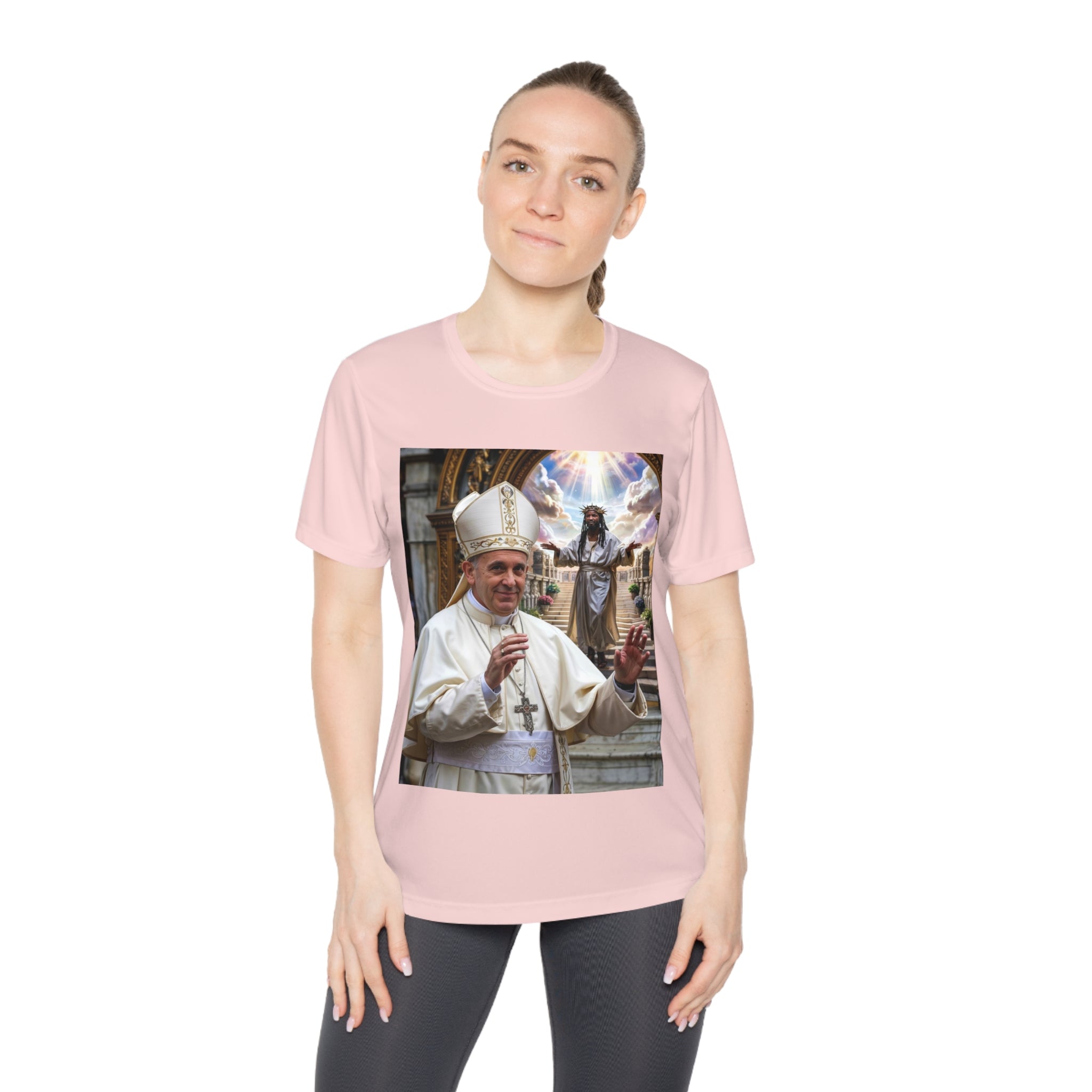 Pope-Inspired Ladies Competitor Tee - Faith & Inspiration Graphic Tee - Angel Body
