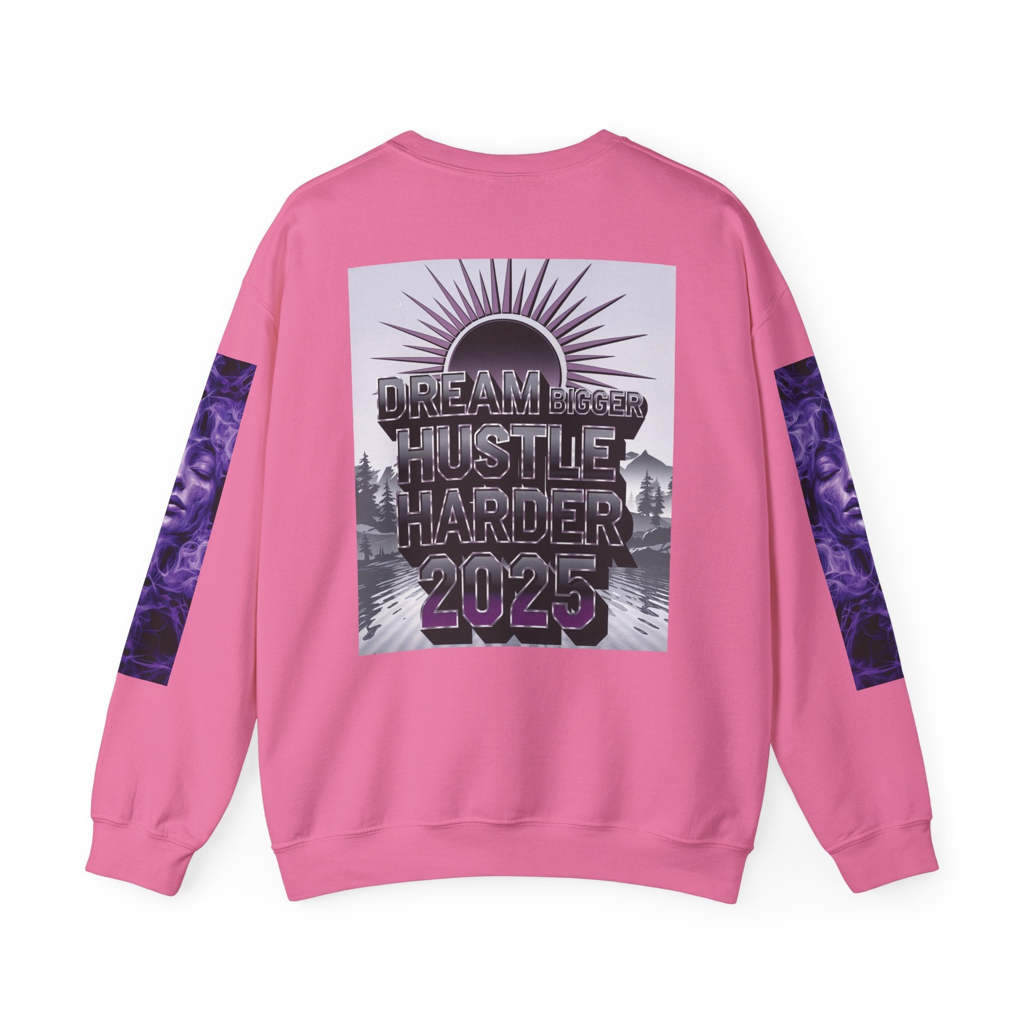 Dream Bigger Hustle Harder Crewneck Sweatshirt | Motivational Unisex Sweatshirt for Dreamers and Go-Getters - Angel Body