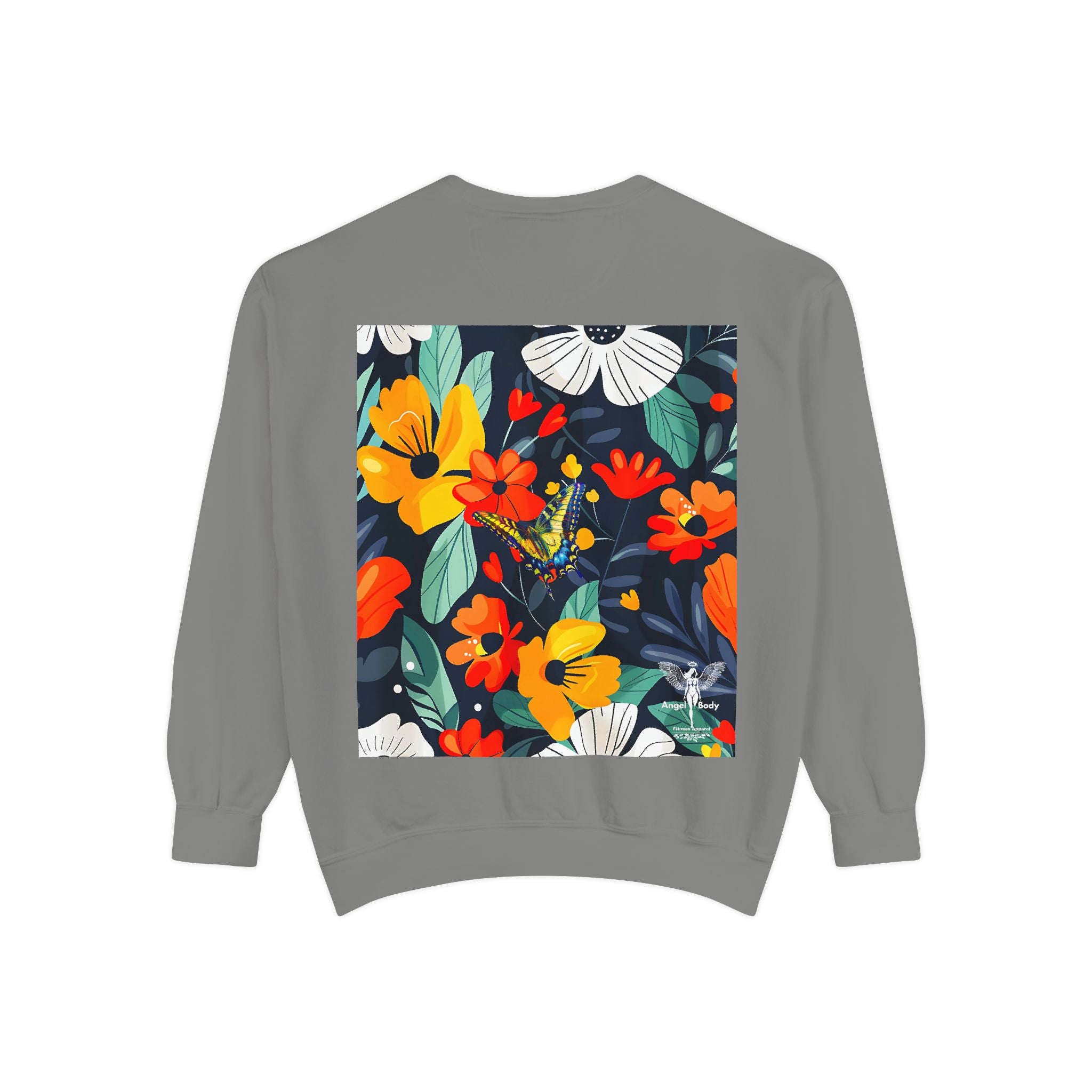 Vibrant Floral Unisex Garment-Dyed Sweatshirt - Perfect for Spring Celebrations - Angel Body
