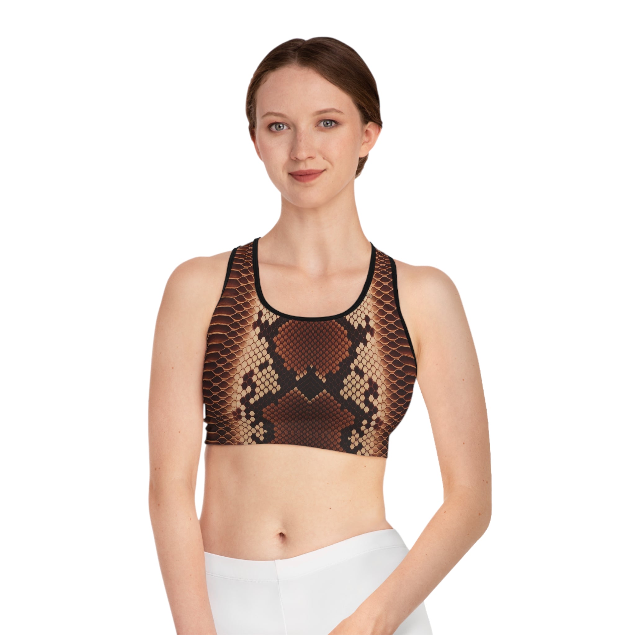 Stylish Snake Print Sports Bra for Comfort and Performance - Angel Body