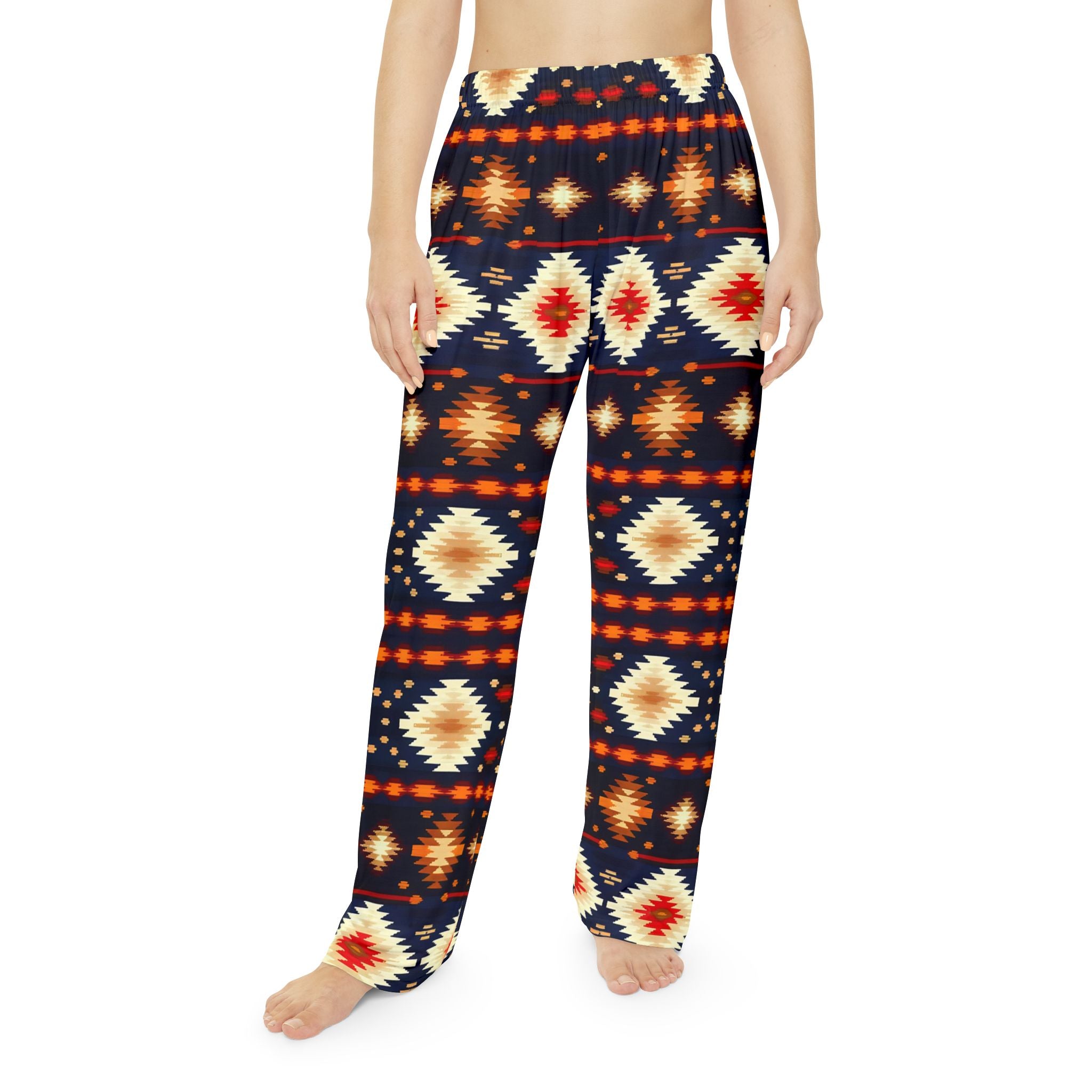 Cozy Women's Pajama Pants with Colorful Tribal Print - Angel Body