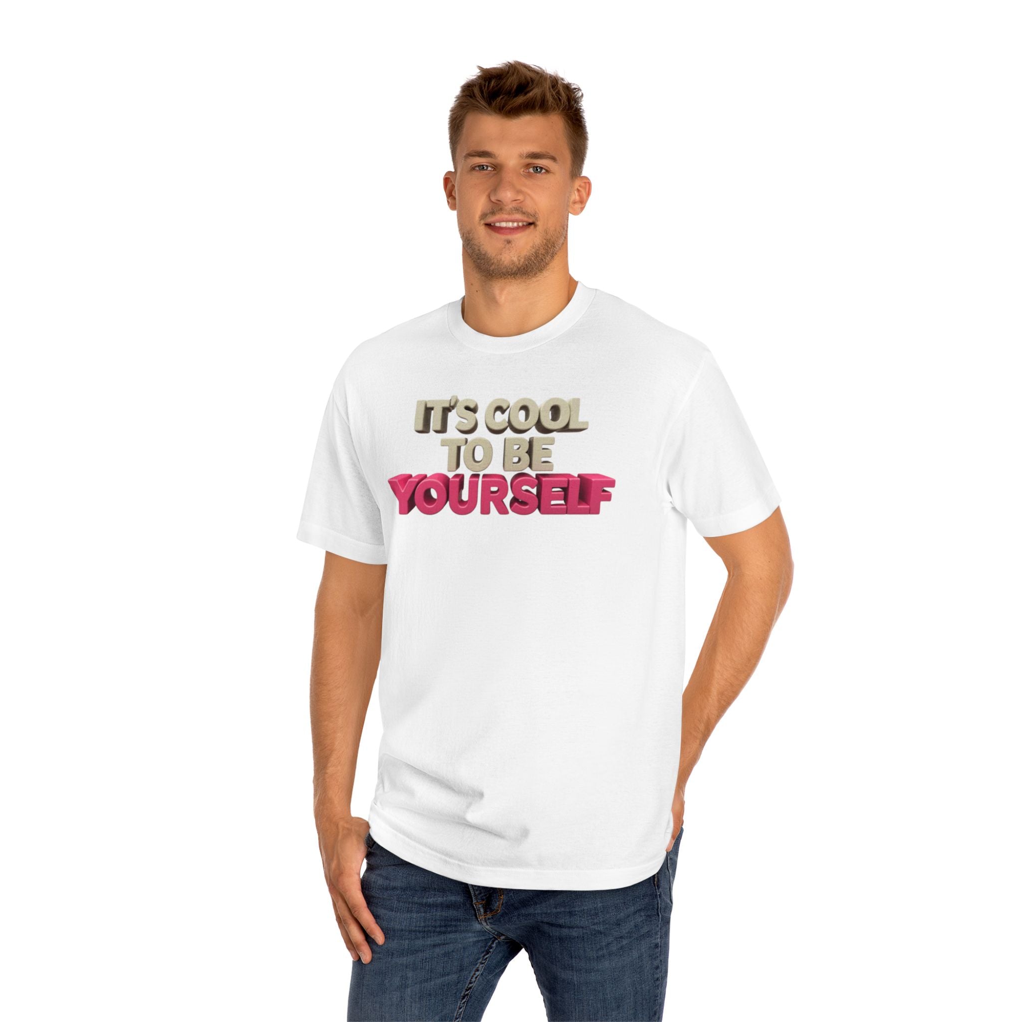 Unisex Classic Tee - 'It's Cool to Be Yourself' Motivational Shirt - Angel Body