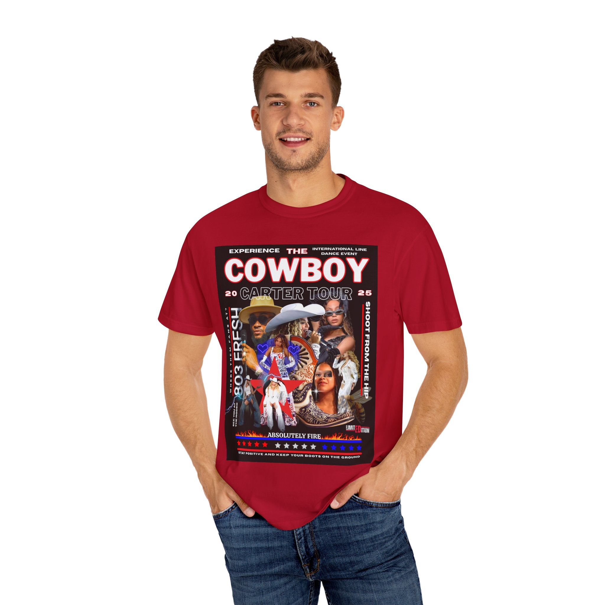 Retro Concert T-Shirt, Cowboy Tour Apparel, Vintage Band Tee, Music Festival Shirt, Unisex Garment-Dyed Top - Angel Body