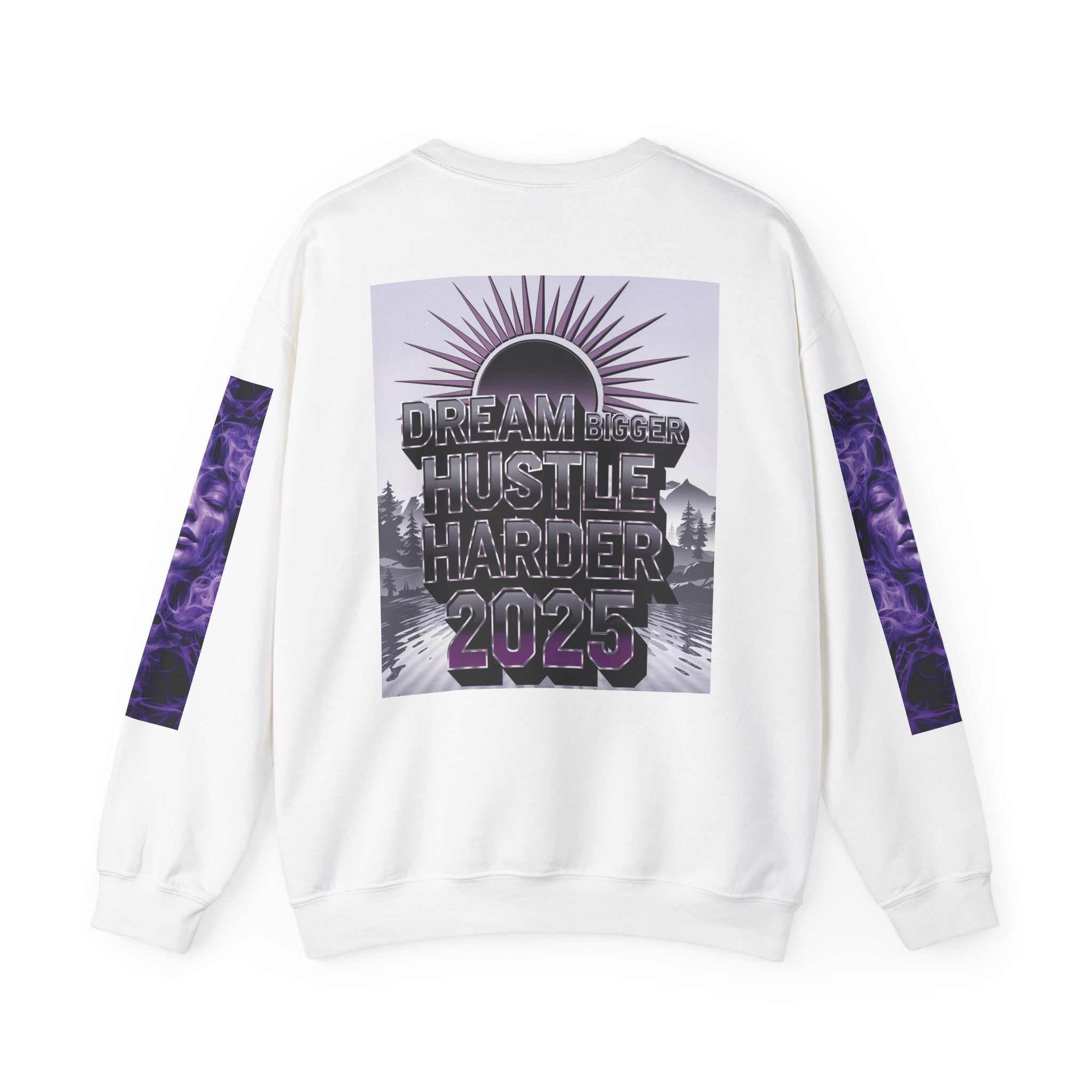 Dream Bigger Hustle Harder Crewneck Sweatshirt | Motivational Unisex Sweatshirt for Dreamers and Go-Getters - Angel Body