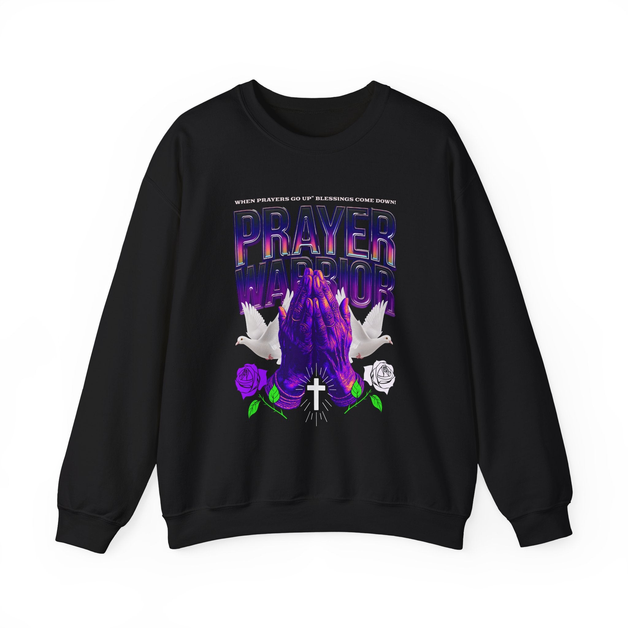 Prayer Warrior Crewneck Sweatshirt - Unisex Heavy Blend™ - Perfect for Spiritual Comfort - Angel Body