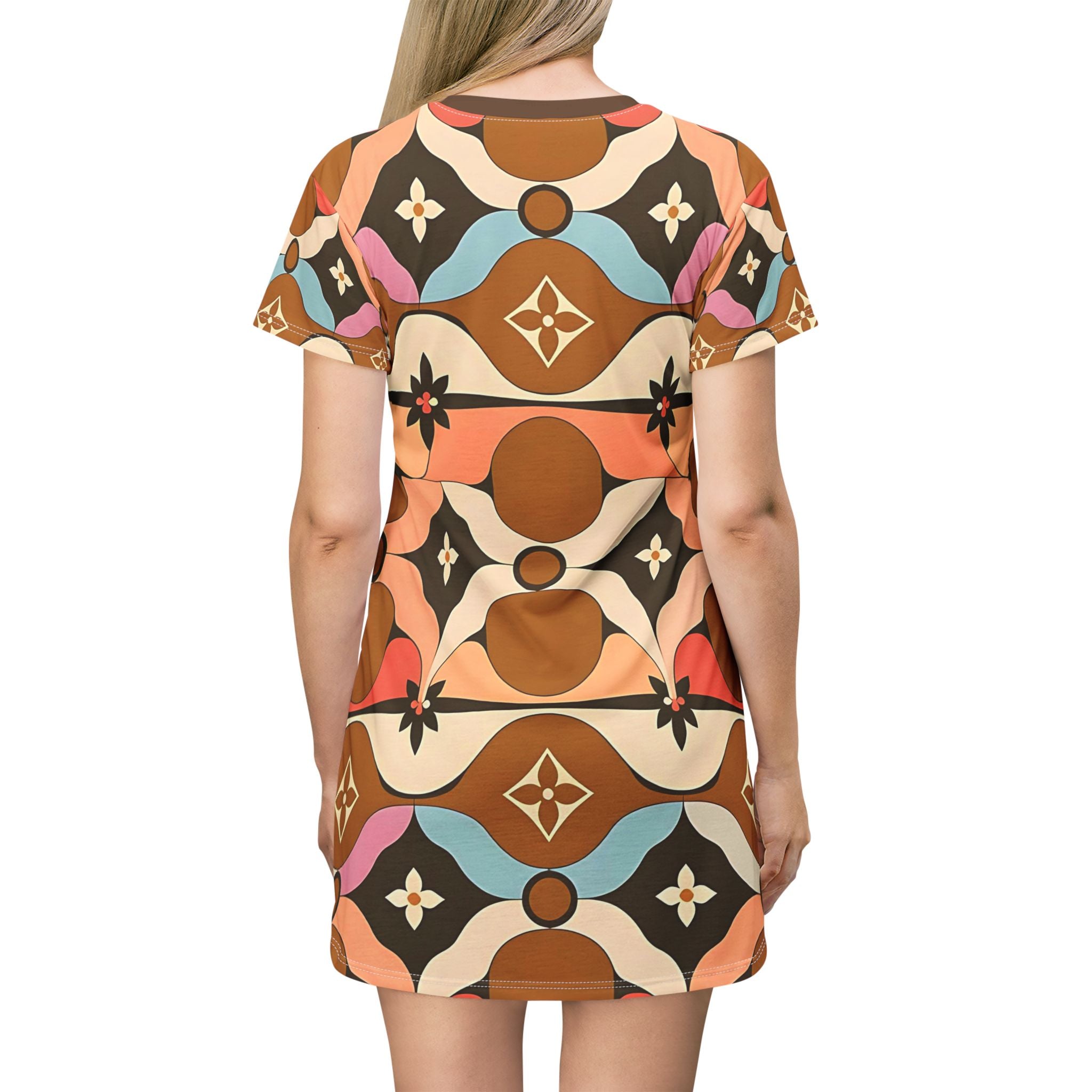 Retro Floral T-Shirt Dress for Boho Vibes - Angel Body