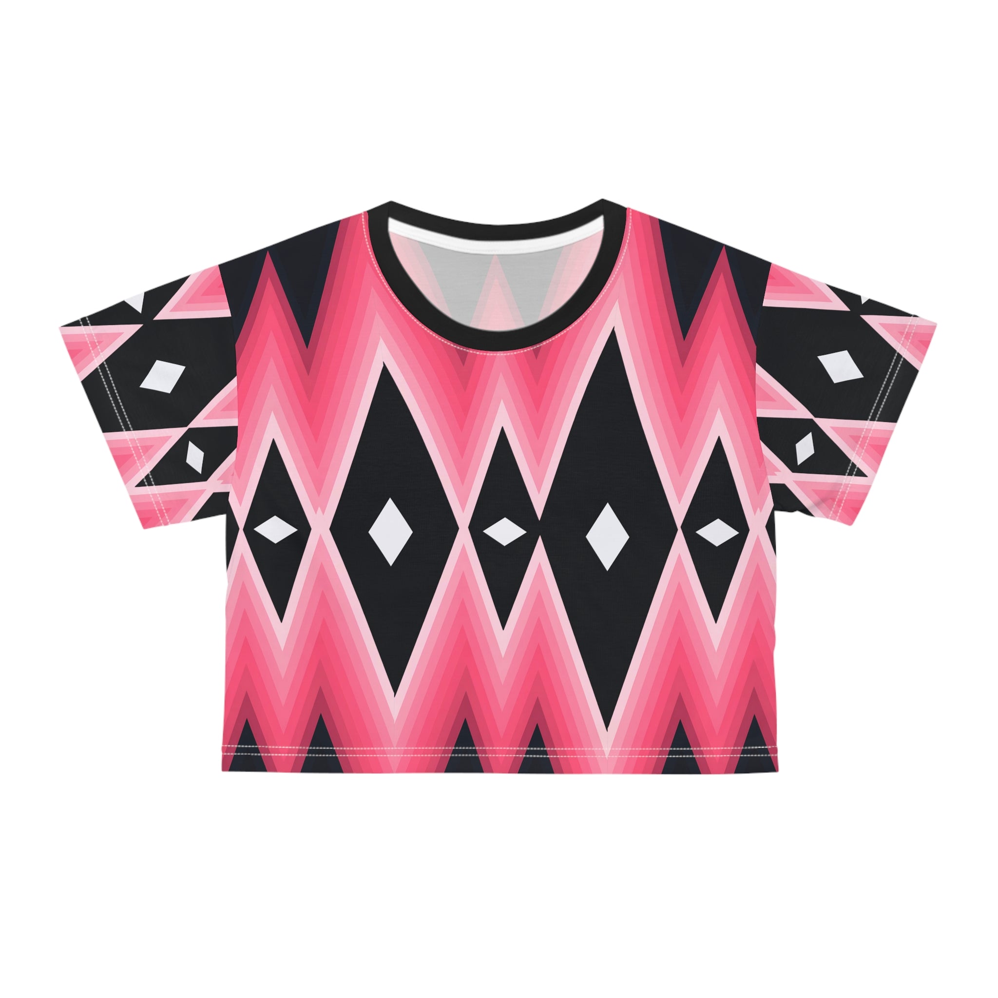 Trendy Geometric Crop Tee - Stylish Abstract Graphic Top for Summer - Angel Body