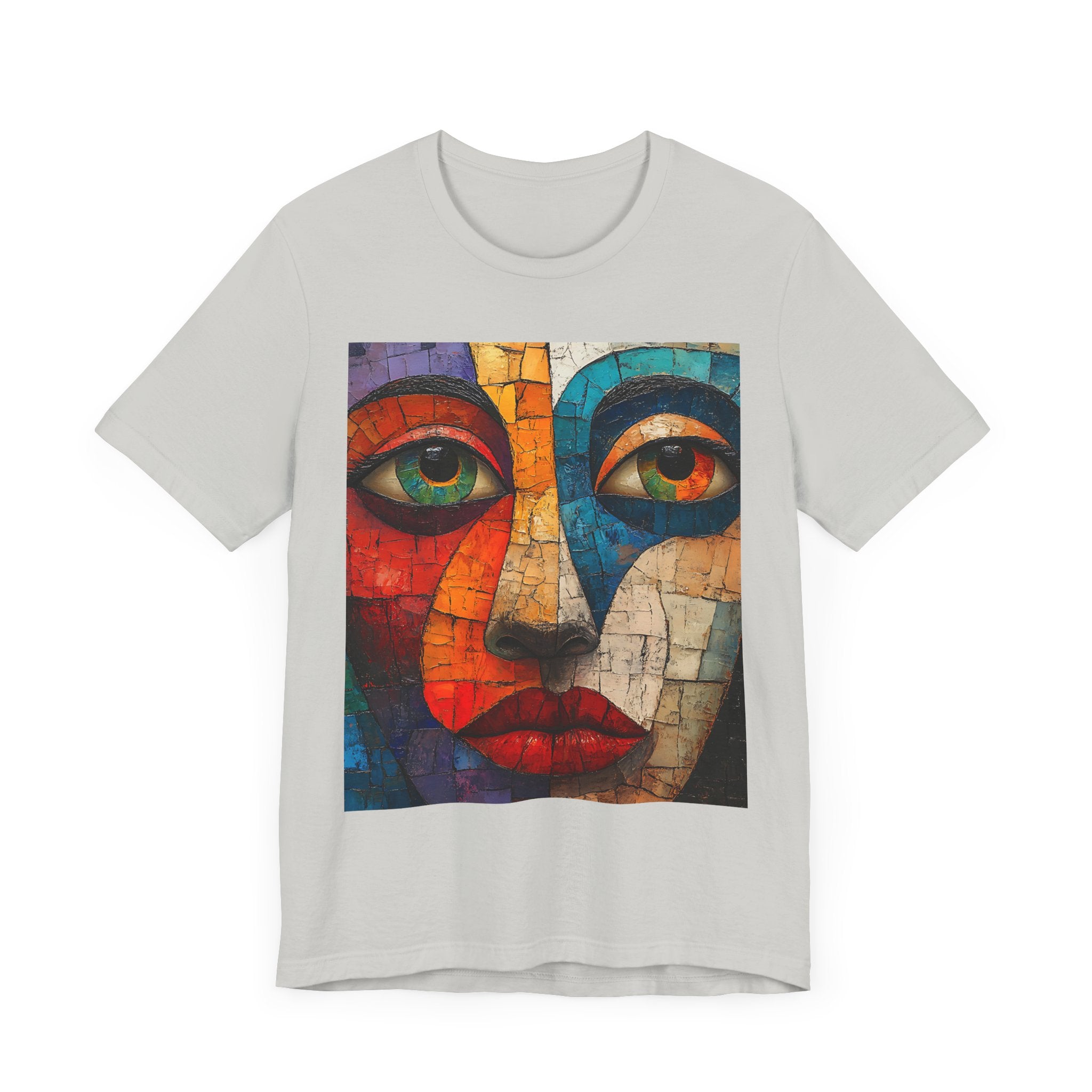 Artistic Unisex Jersey Tee - Fun wearable Art Colorful Face Design - Angel Body