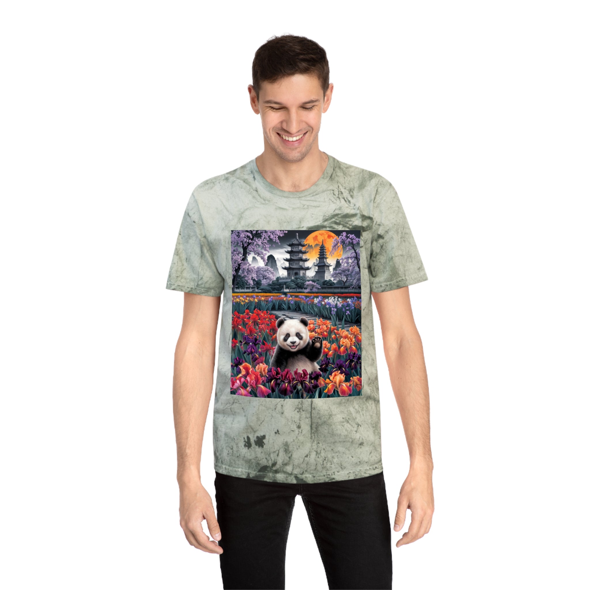 Vibrant Panda Delight Unisex T-Shirt - Colorful Floral Design - Angel Body