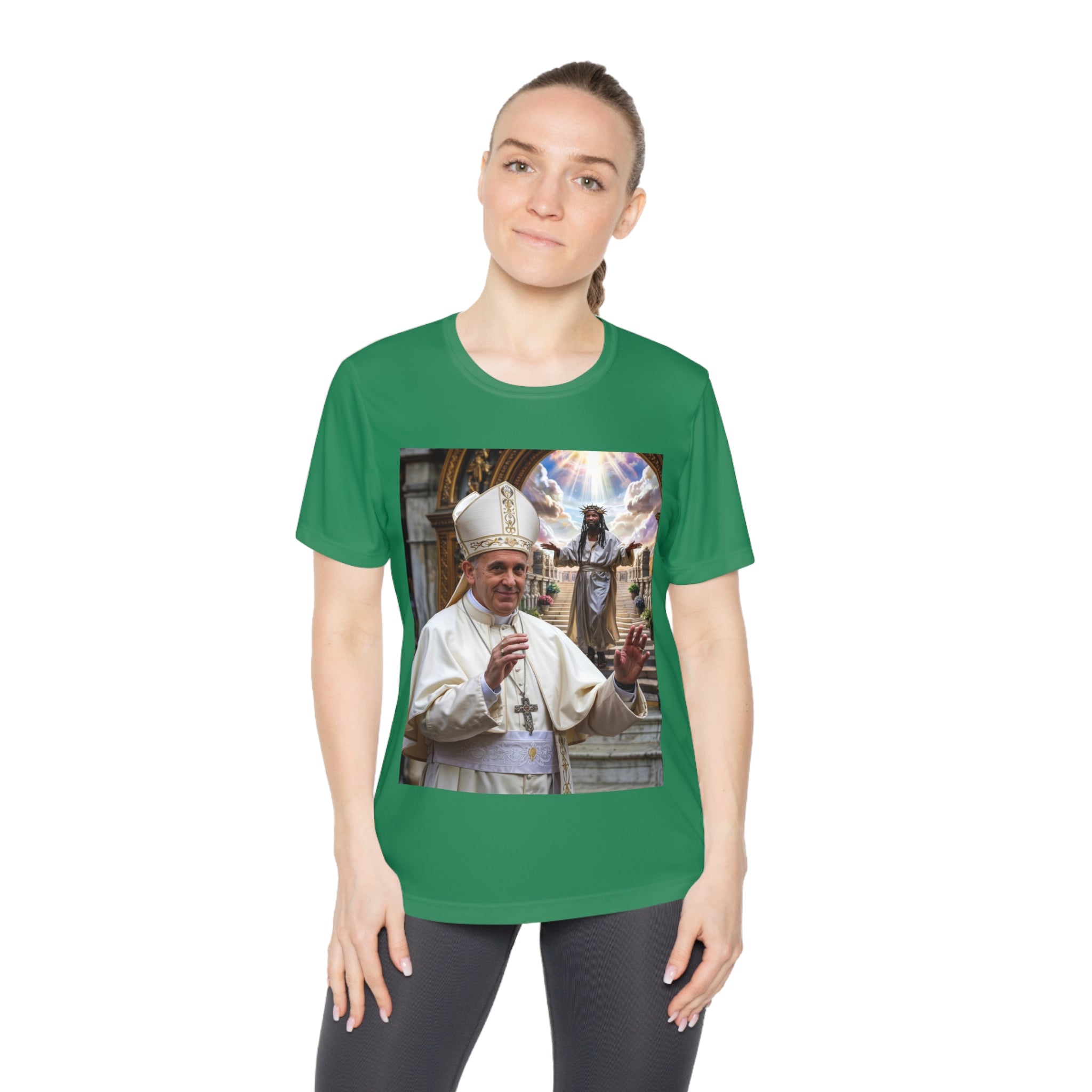 Pope-Inspired Ladies Competitor Tee - Faith & Inspiration Graphic Tee - Angel Body