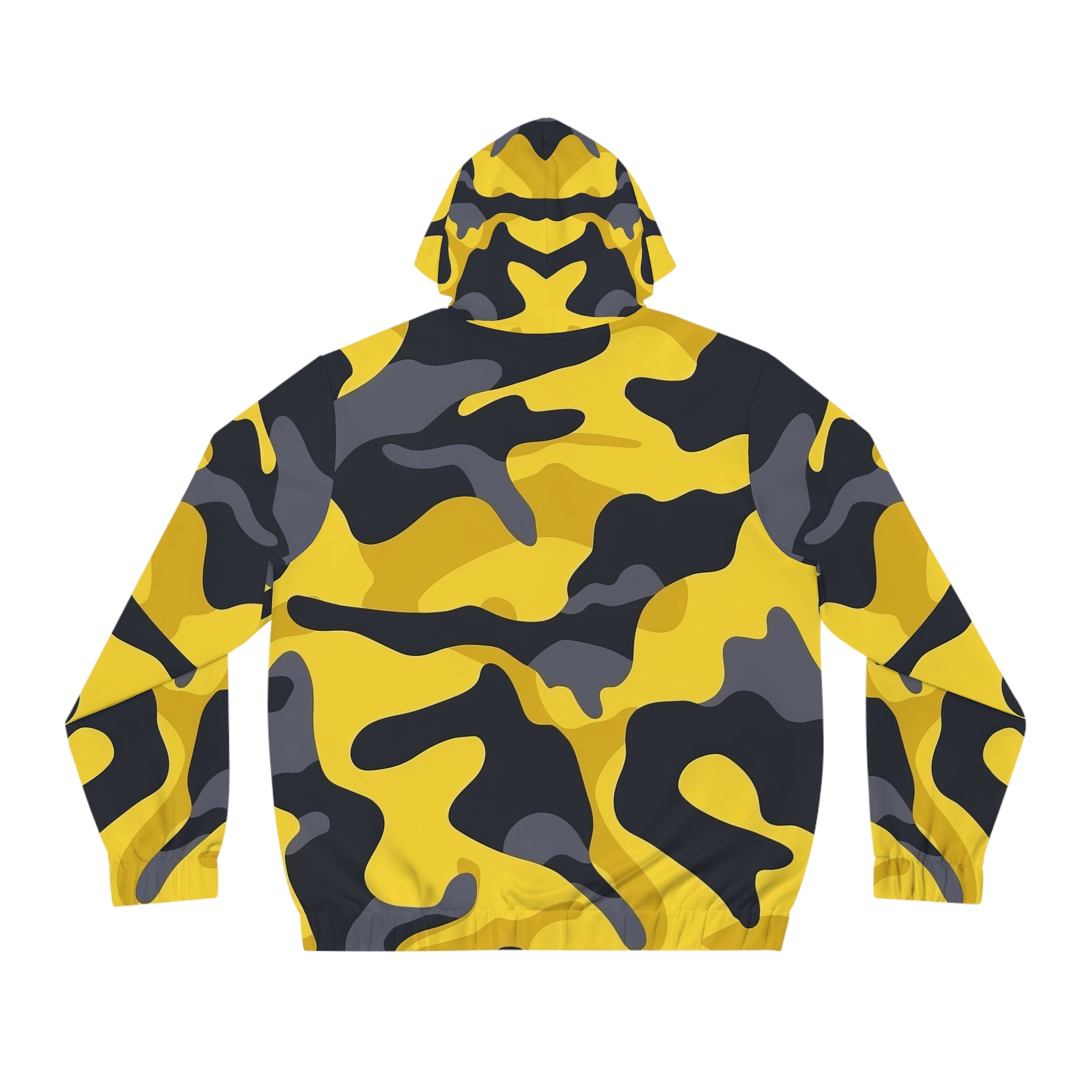 Men's Full-Zip Camo Hoodie - Bold Yellow Camo Design for Outdoor Adventures - Angel Body