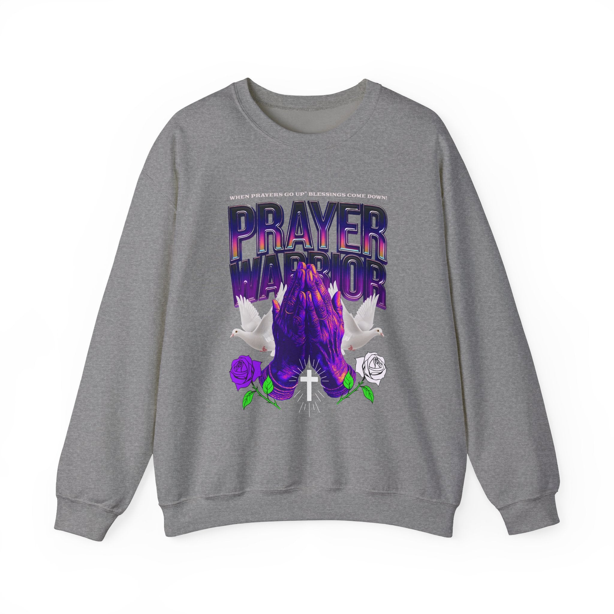 Prayer Warrior Crewneck Sweatshirt - Unisex Heavy Blend™ - Perfect for Spiritual Comfort - Angel Body