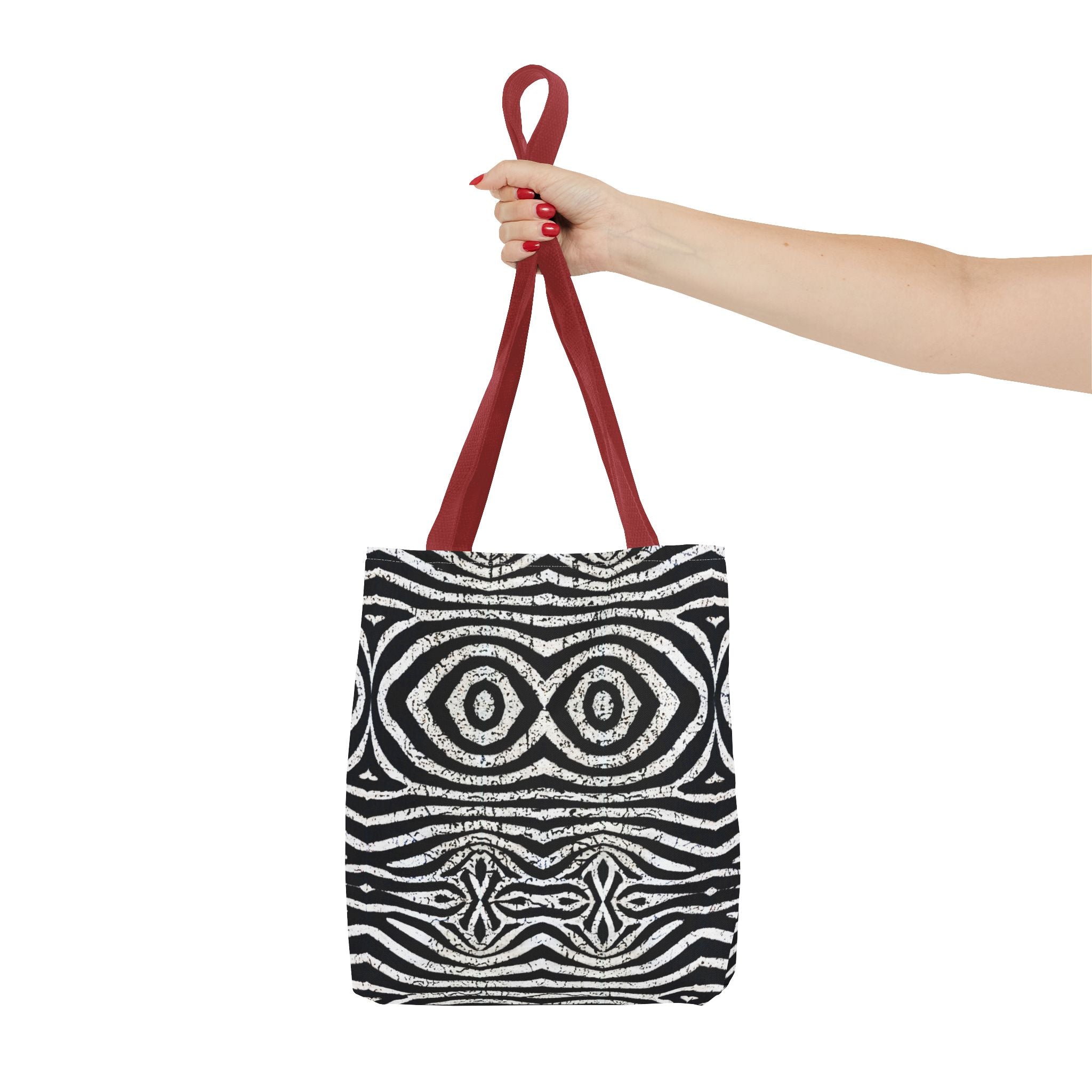 Trendy Black and White Tote Bag with Abstract Pattern | Stylish and Versatile Carryall - Angel Body