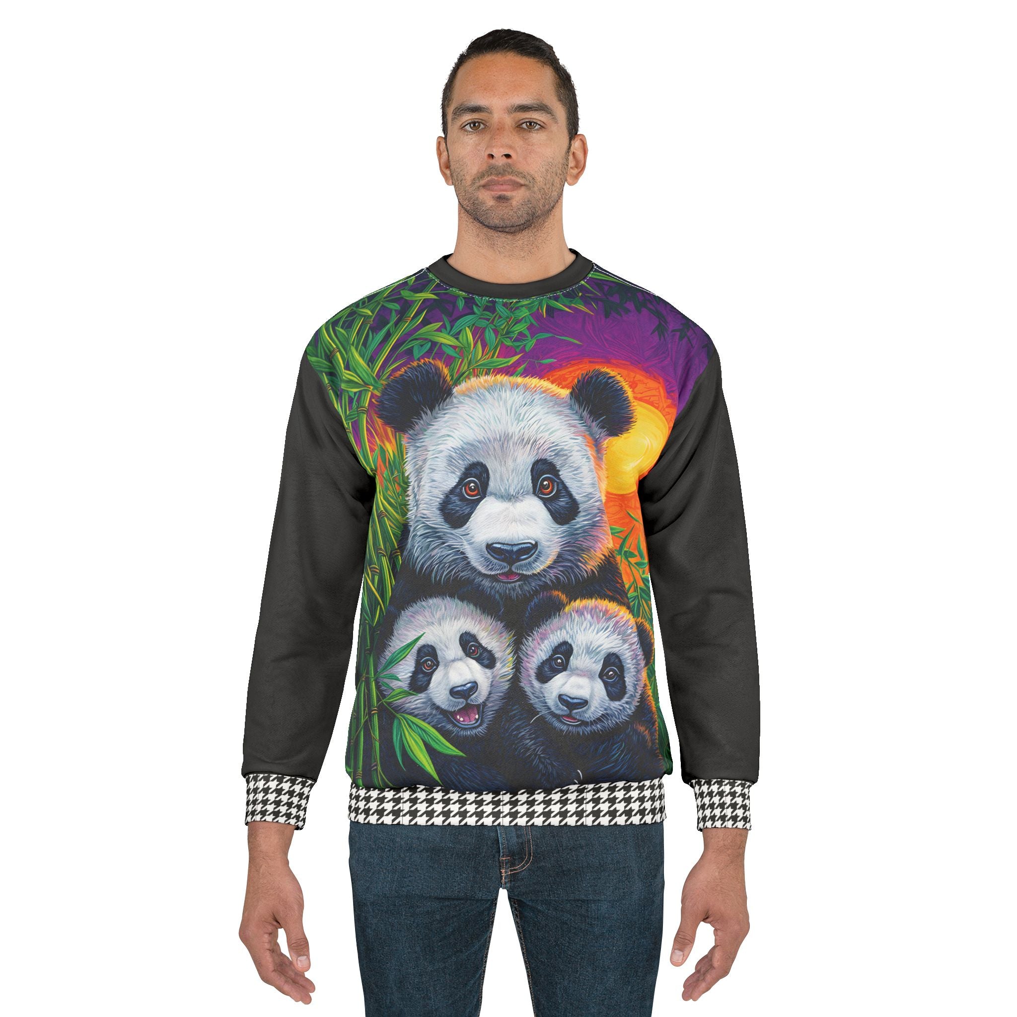 Colorful Panda Family Unisex Sweatshirt - Cozy Animal Lover Apparel - Angel Body