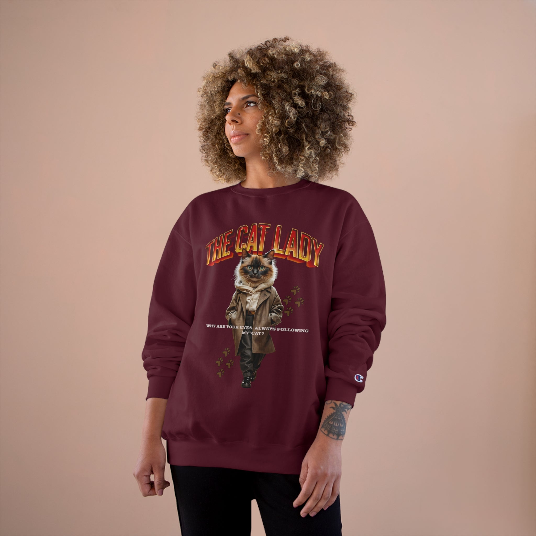 Cat Lady Champion Sweatshirt - Angel Body